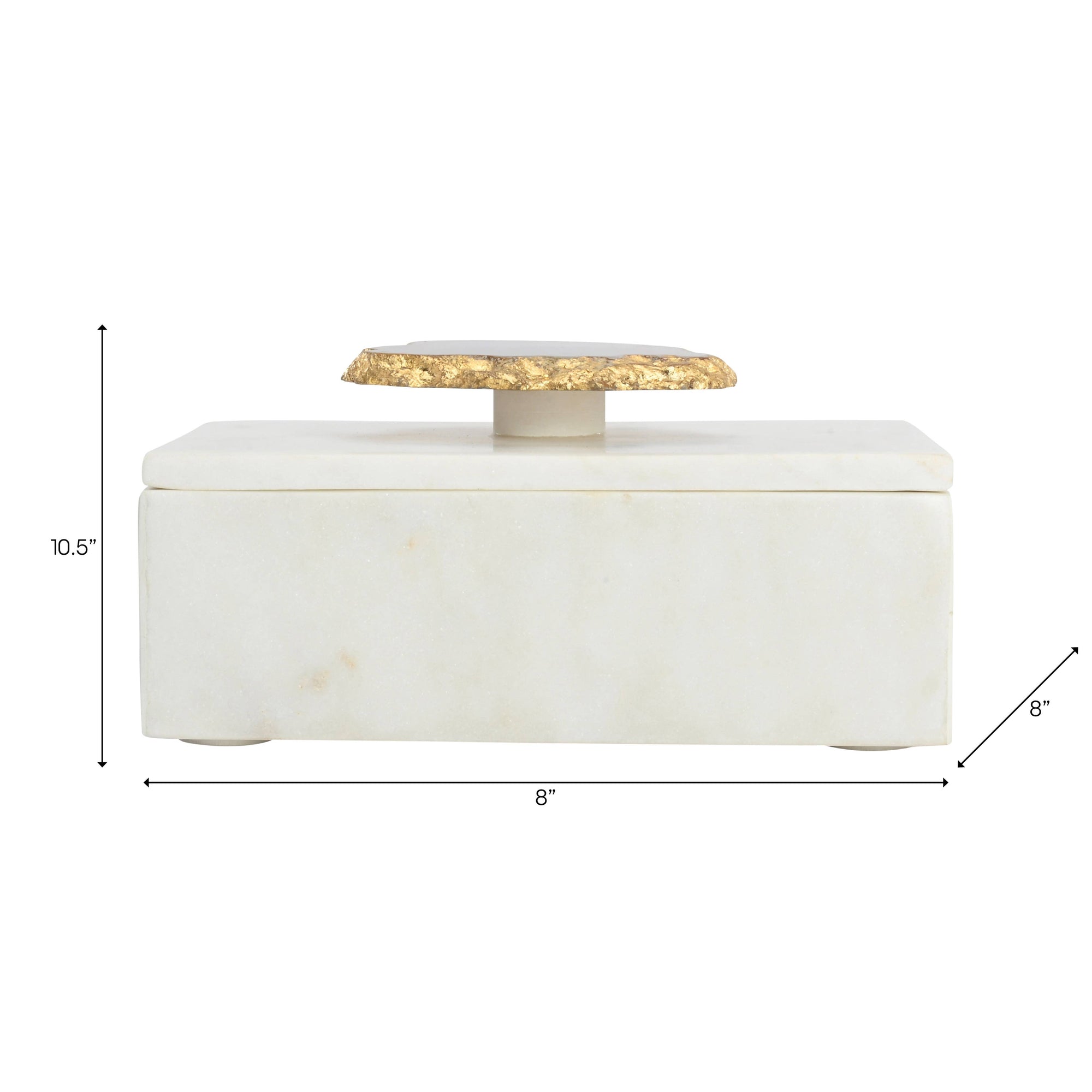 Marble Agate Top Lidded Storage Box - White/Gold, 3 in.