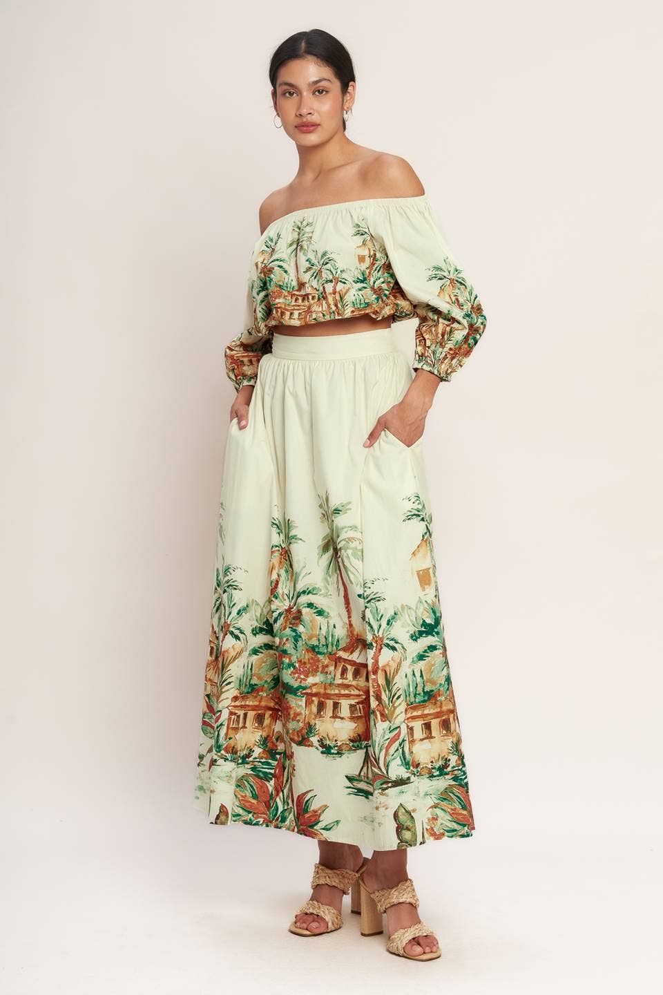 A printed woven crop top