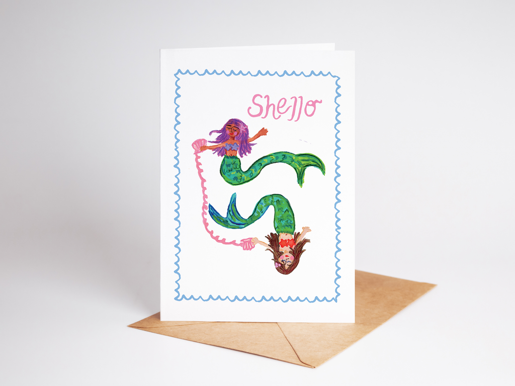 Shello Mermaids Shellphone Beach Coastal Greeting Card
