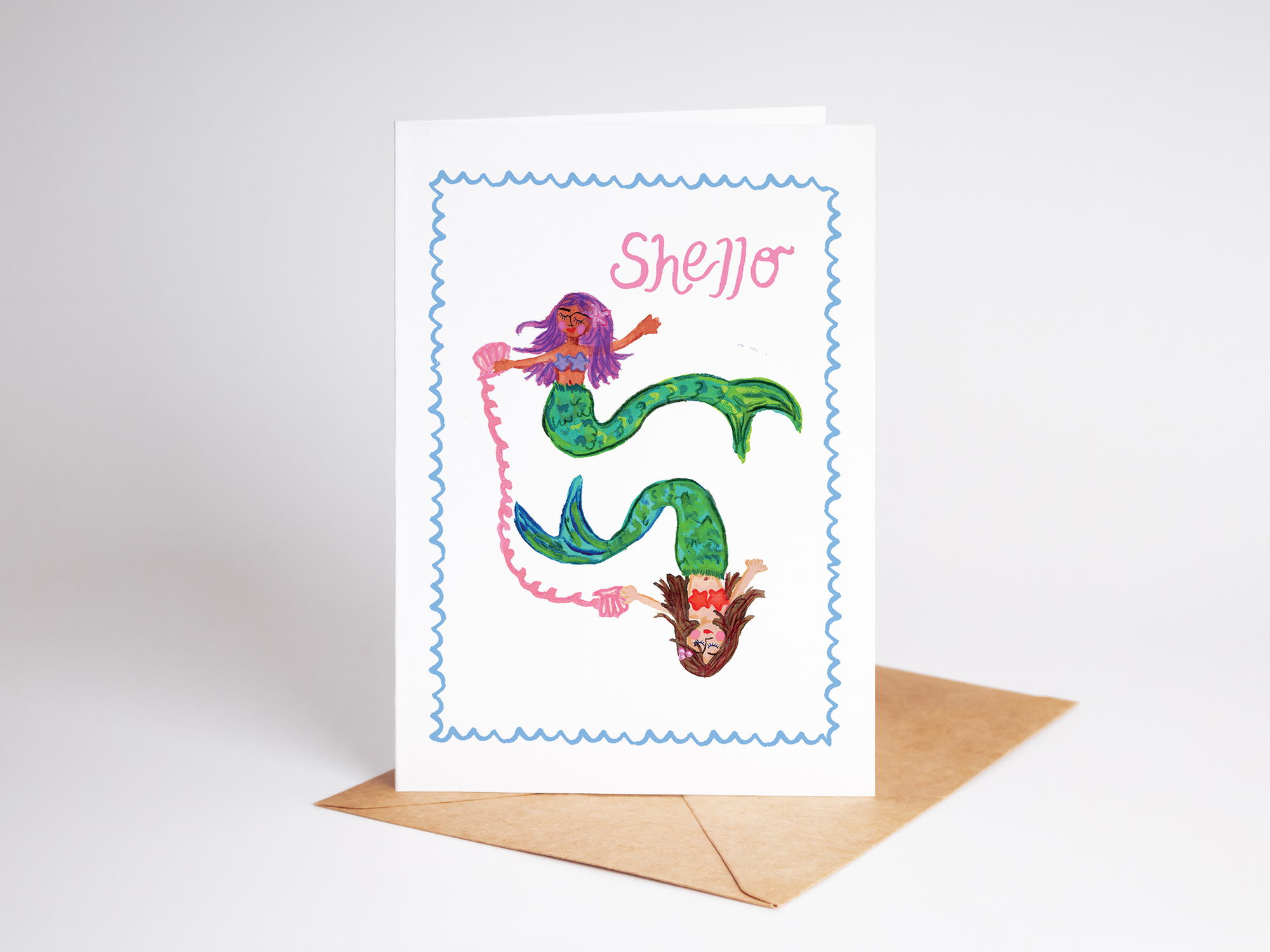 Shello Mermaids Shellphone Beach Coastal Greeting Card