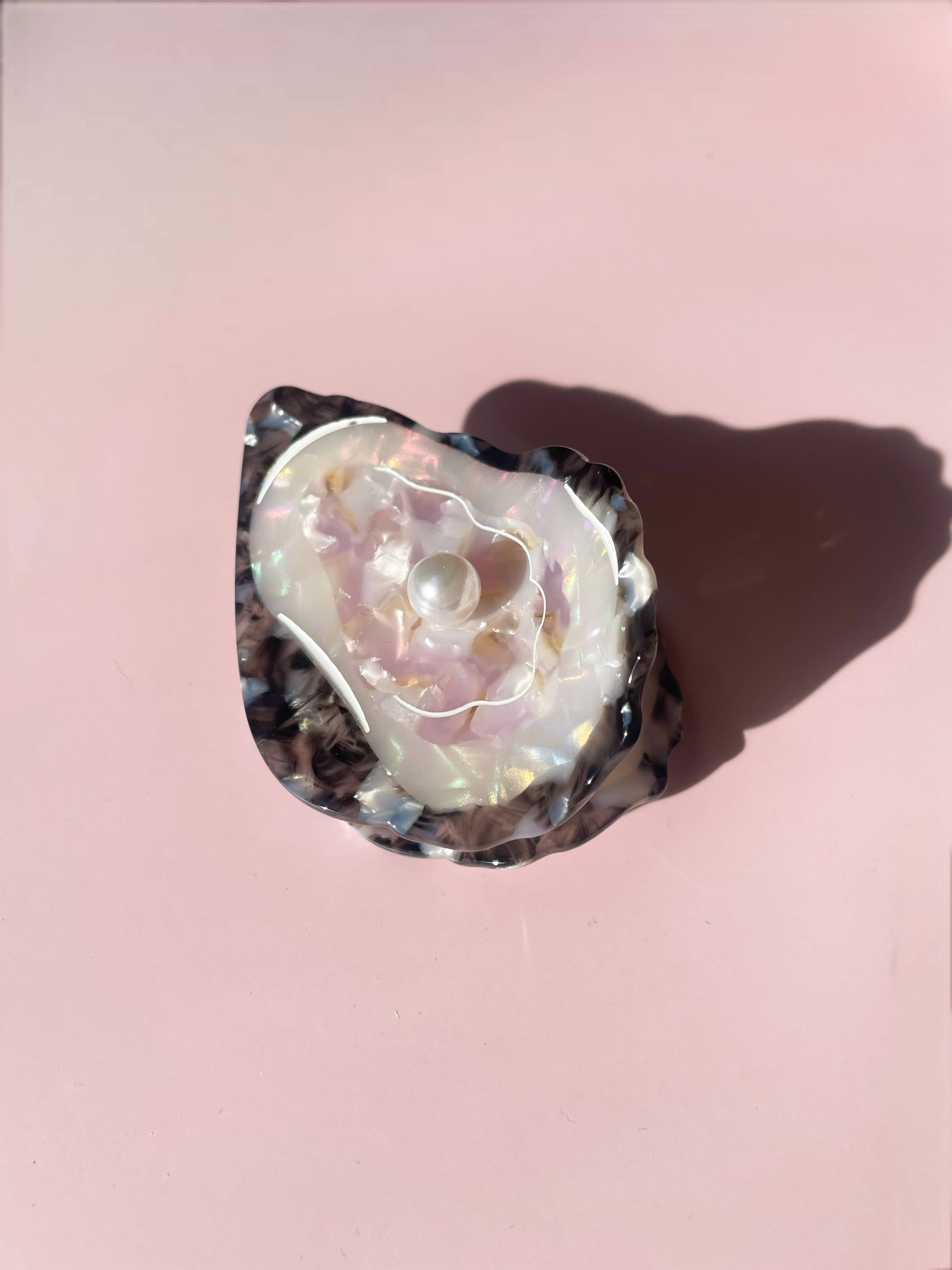 Oyster Claw Clip // Cellulose Acetate with Pearl detail