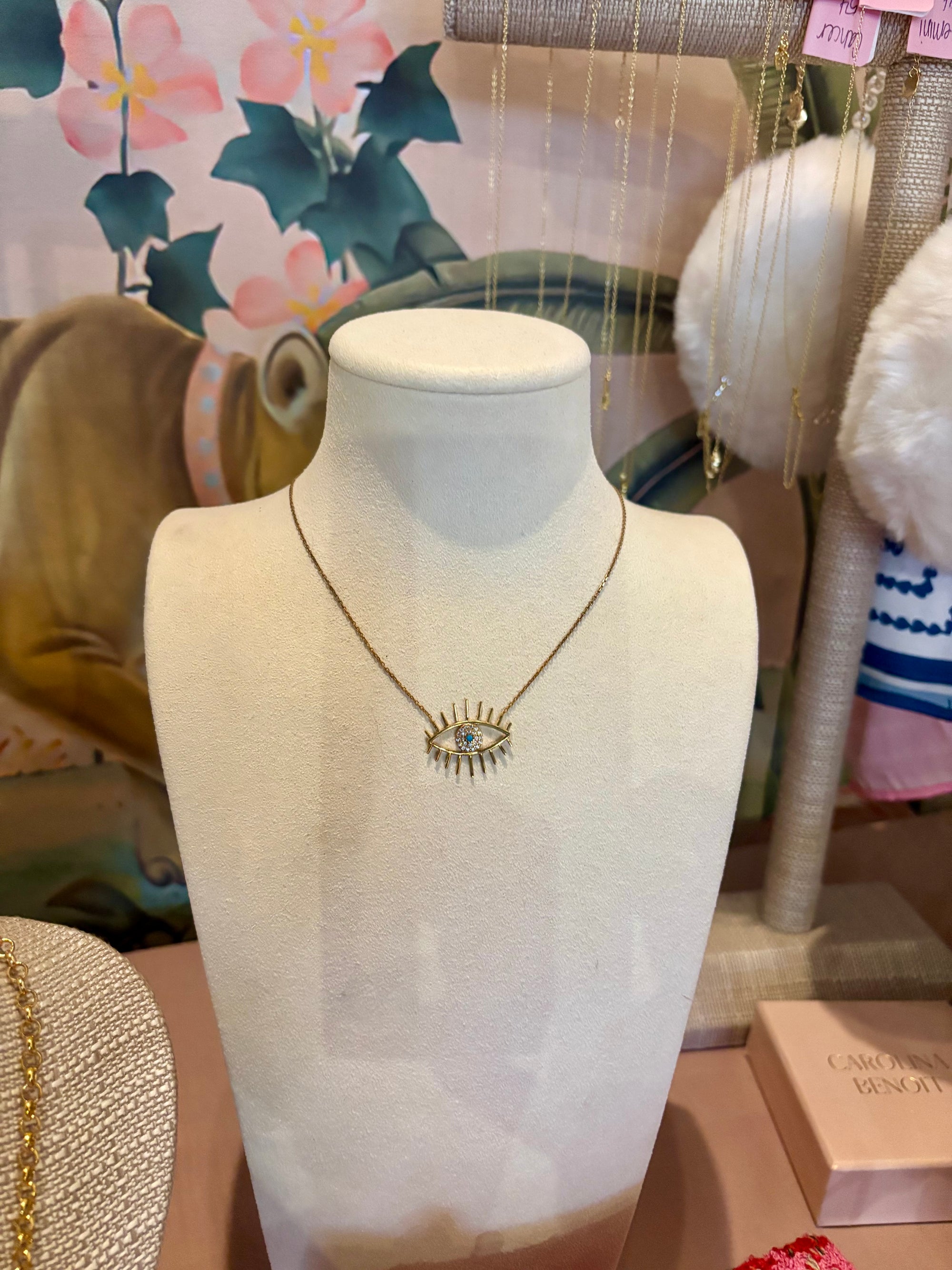 Sterling 16" Large Evil Eye Necklace