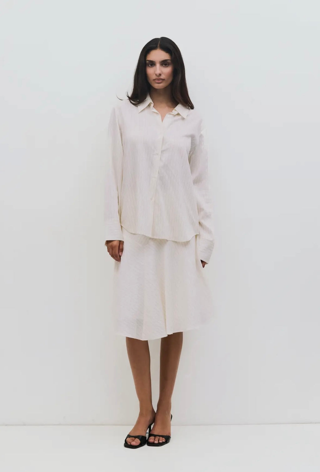 The Alexandra Skirt | Pinstripe Asymmetrical Skirt