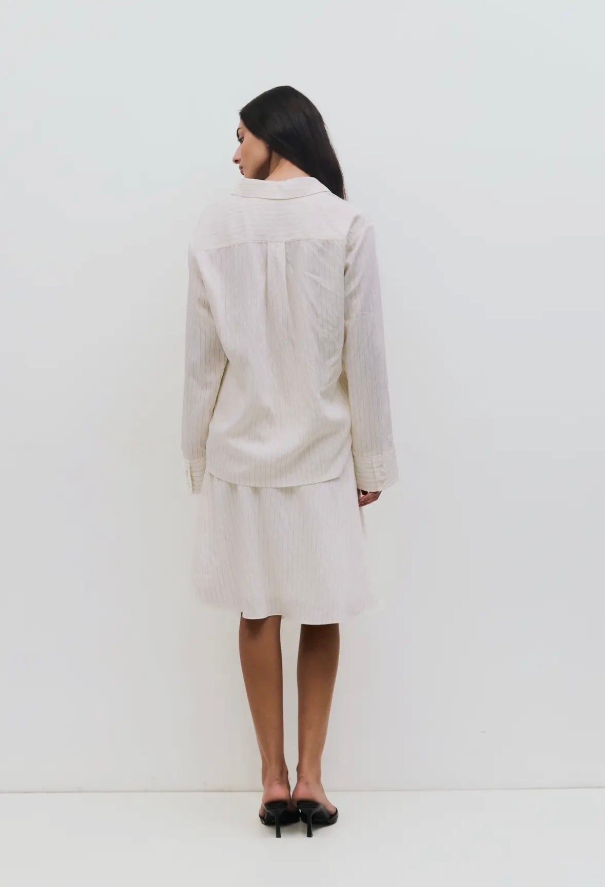 The Alexandra Skirt | Pinstripe Asymmetrical Skirt