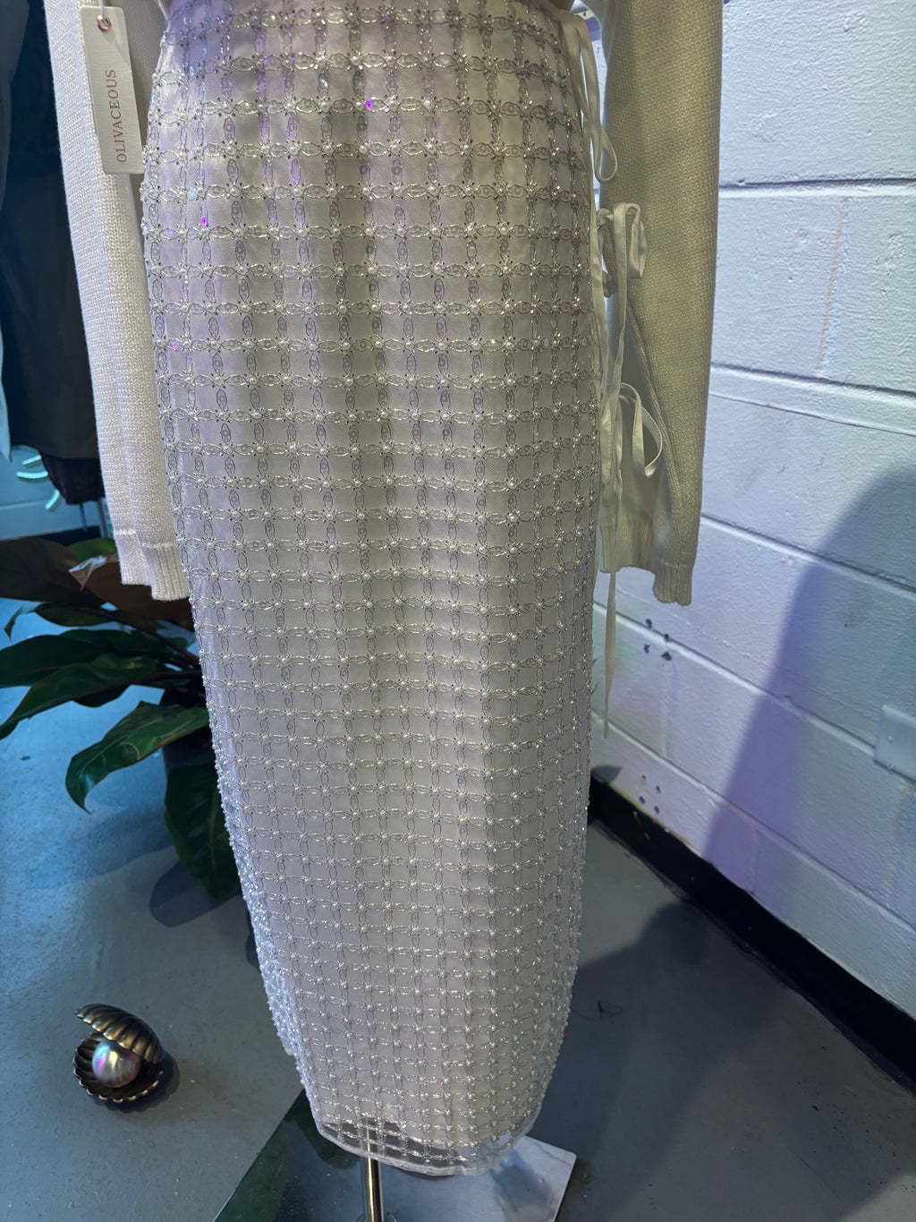 Sequin tie Midi Skirt