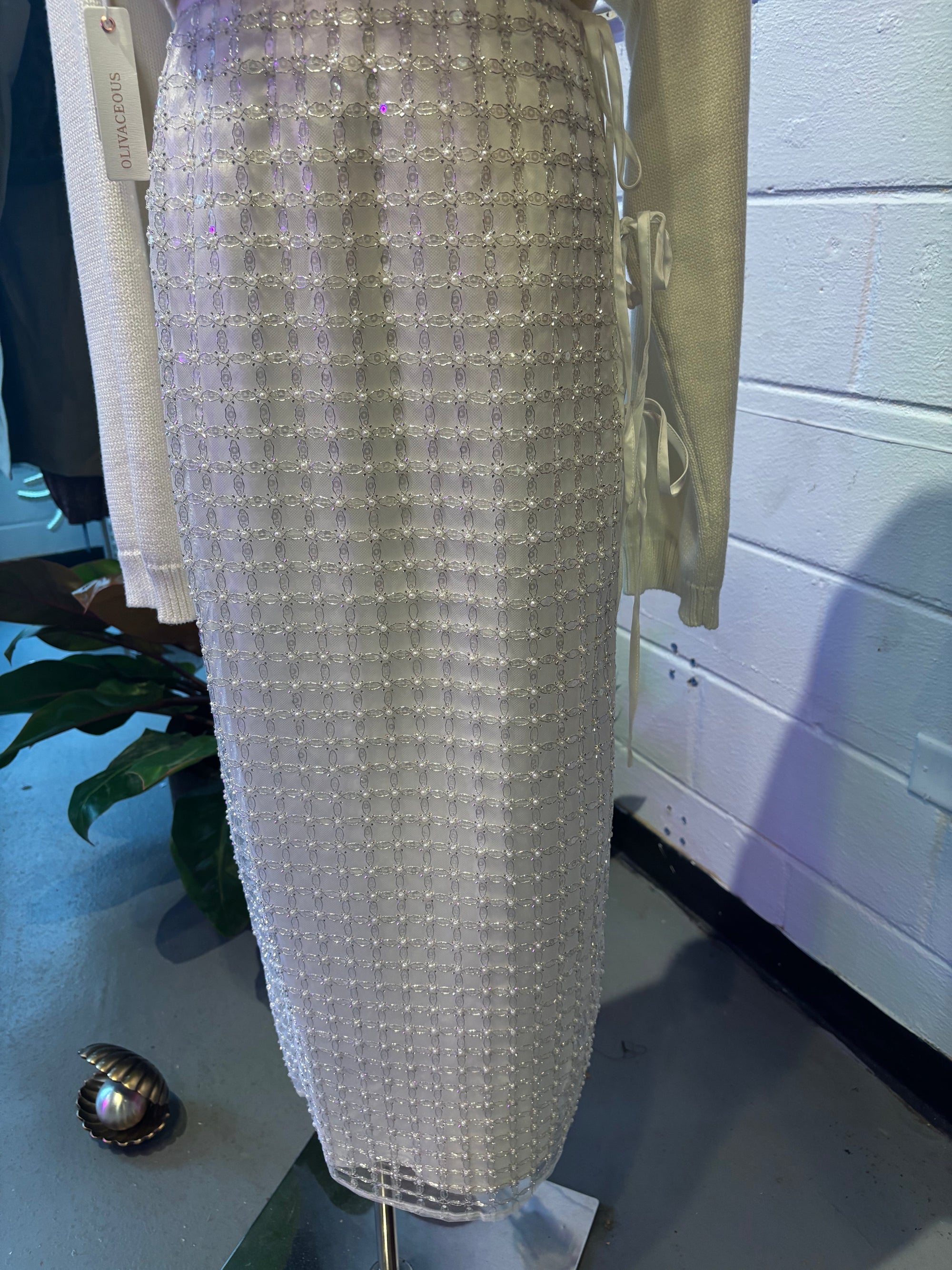 Sequin tie Midi Skirt