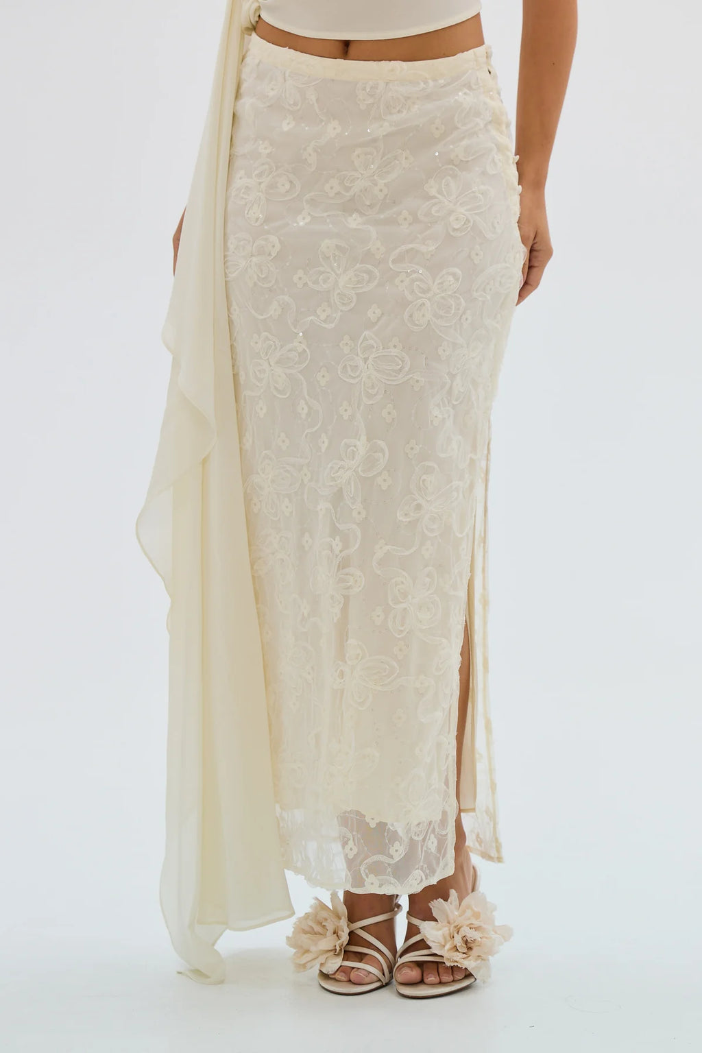 Hazel Sequin Skirt- Ivory