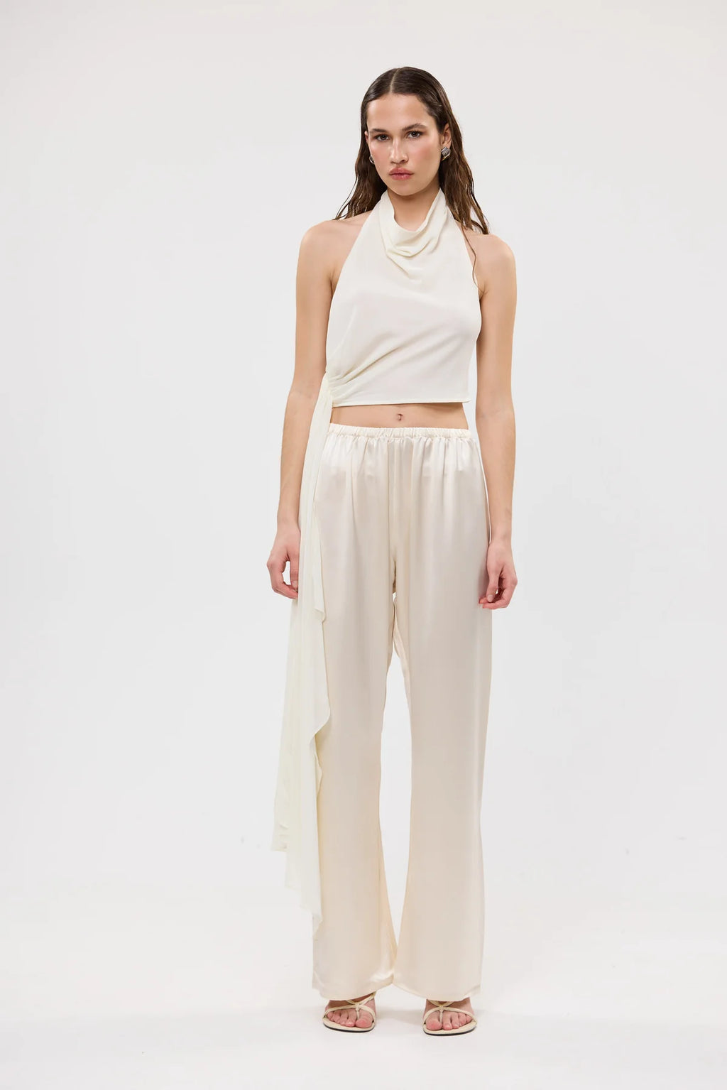 Hailey Cowl Neck Top- Ivory