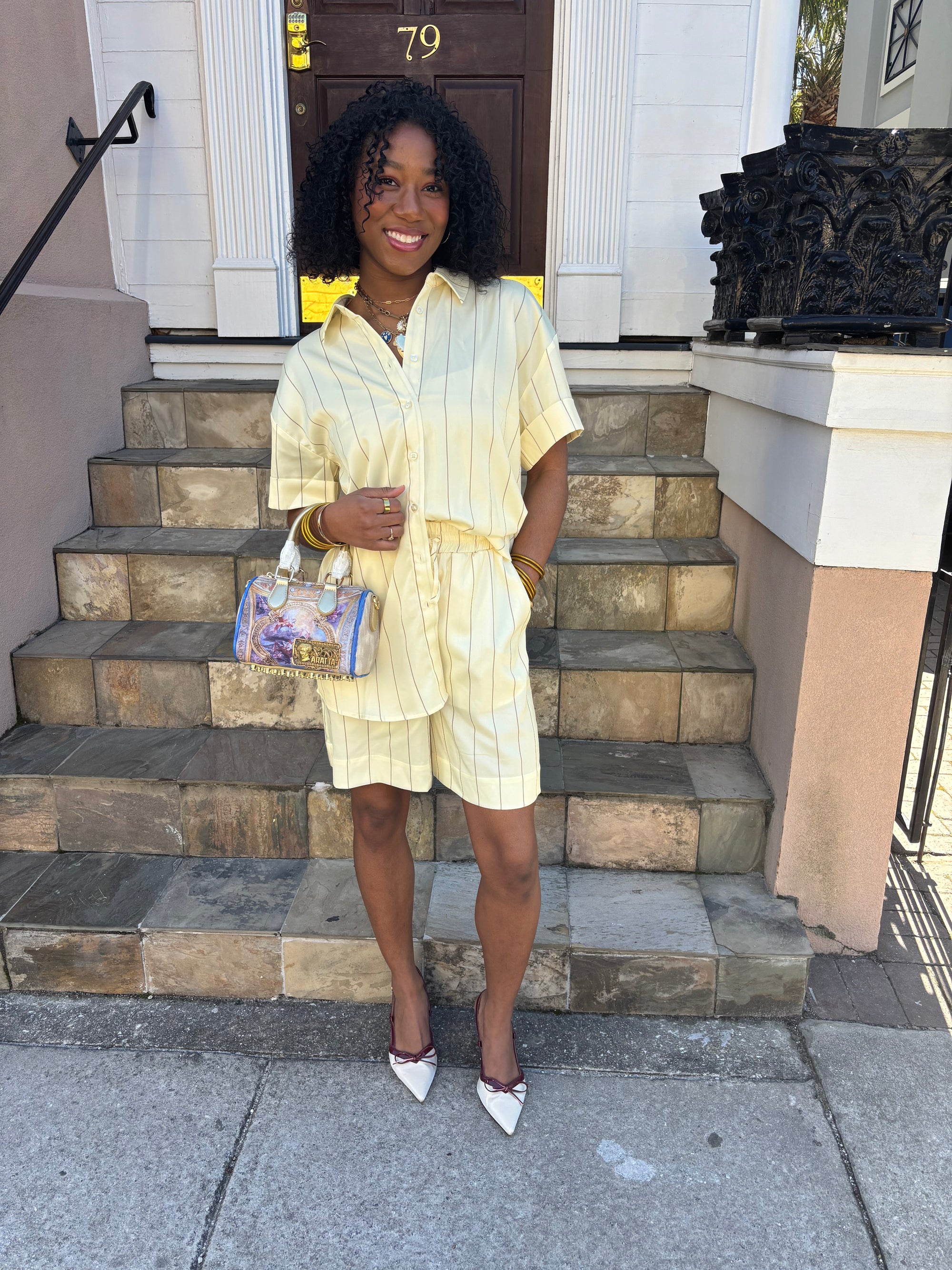 Satin Stripe Button Shirt