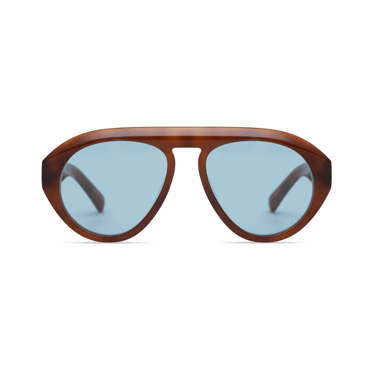 The Val Sunglasses in Light Brown Tortoise Blue Lens
