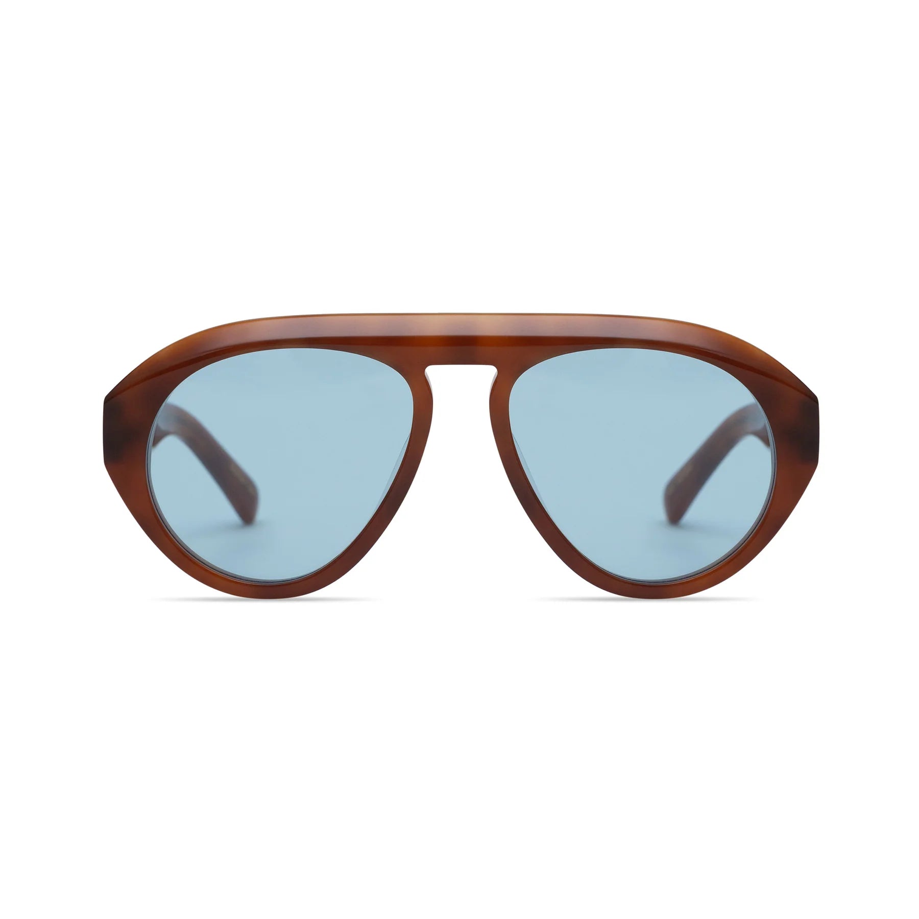 The Val Sunglasses in Light Brown Tortoise Blue Lens