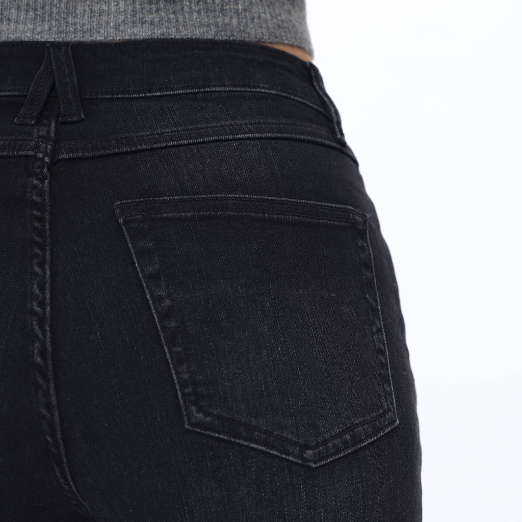 Super High Rise Straight Jeans with Raw Hem