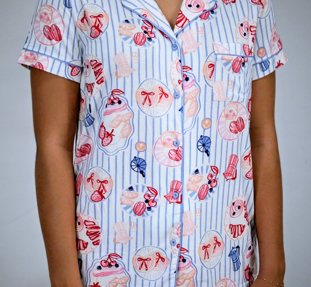Patisserie Stripe Short Sleeve/Shorts PJ Set