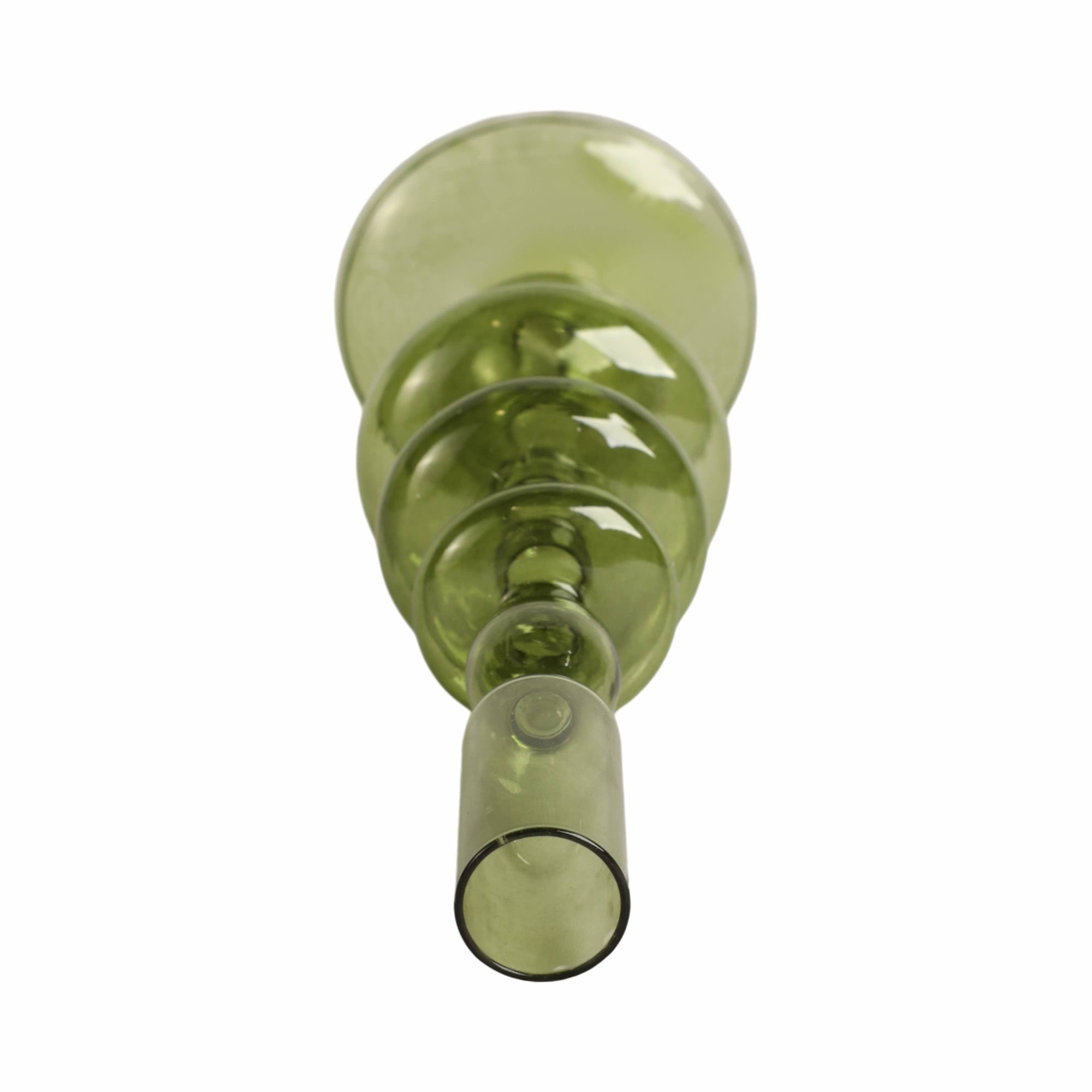 Glass Vintage Bubble Taper Candle Holder - Green, 11 in.