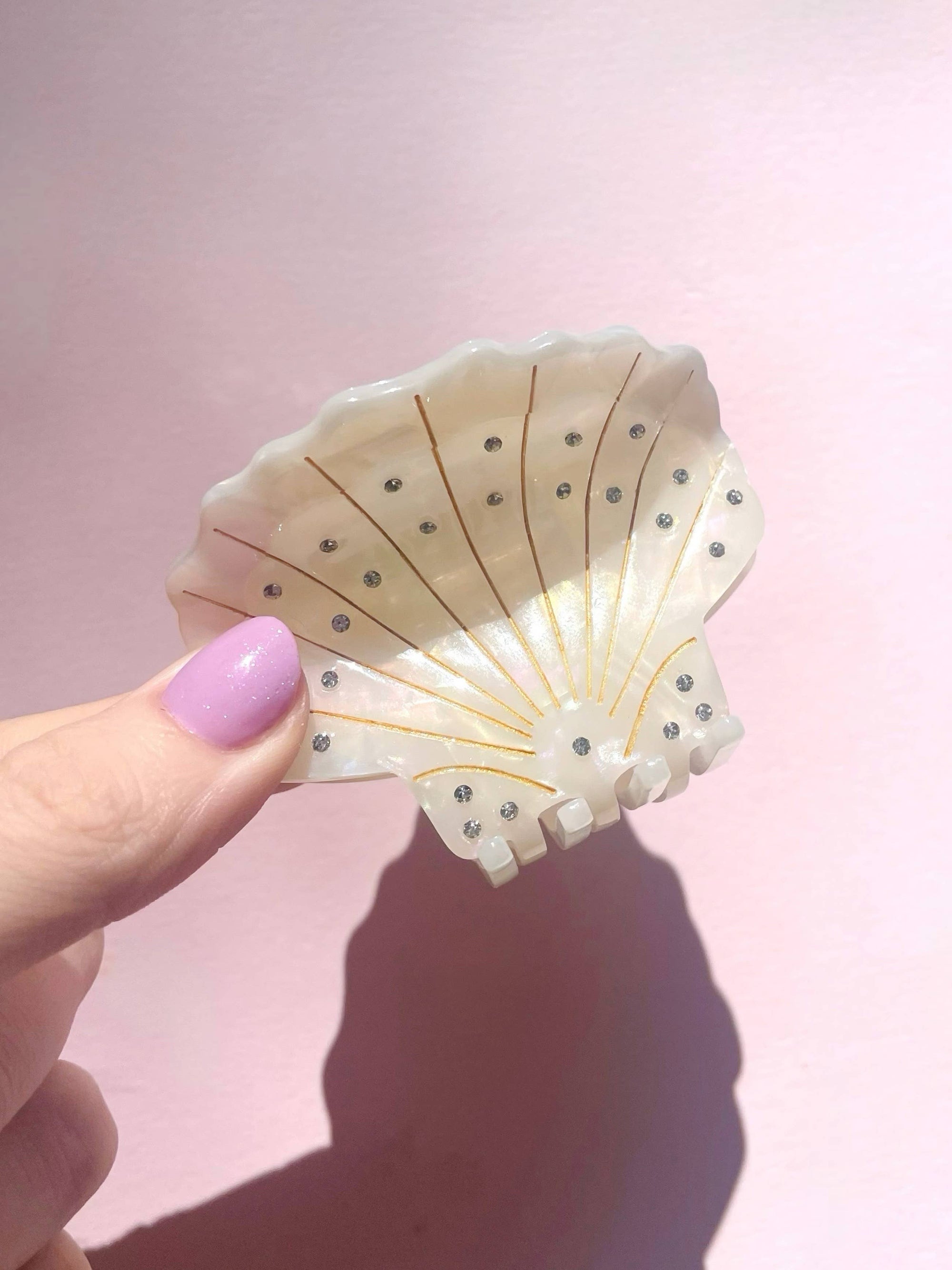 Shell Claw Clip // Cellulose Acetate with Rhinestone detail