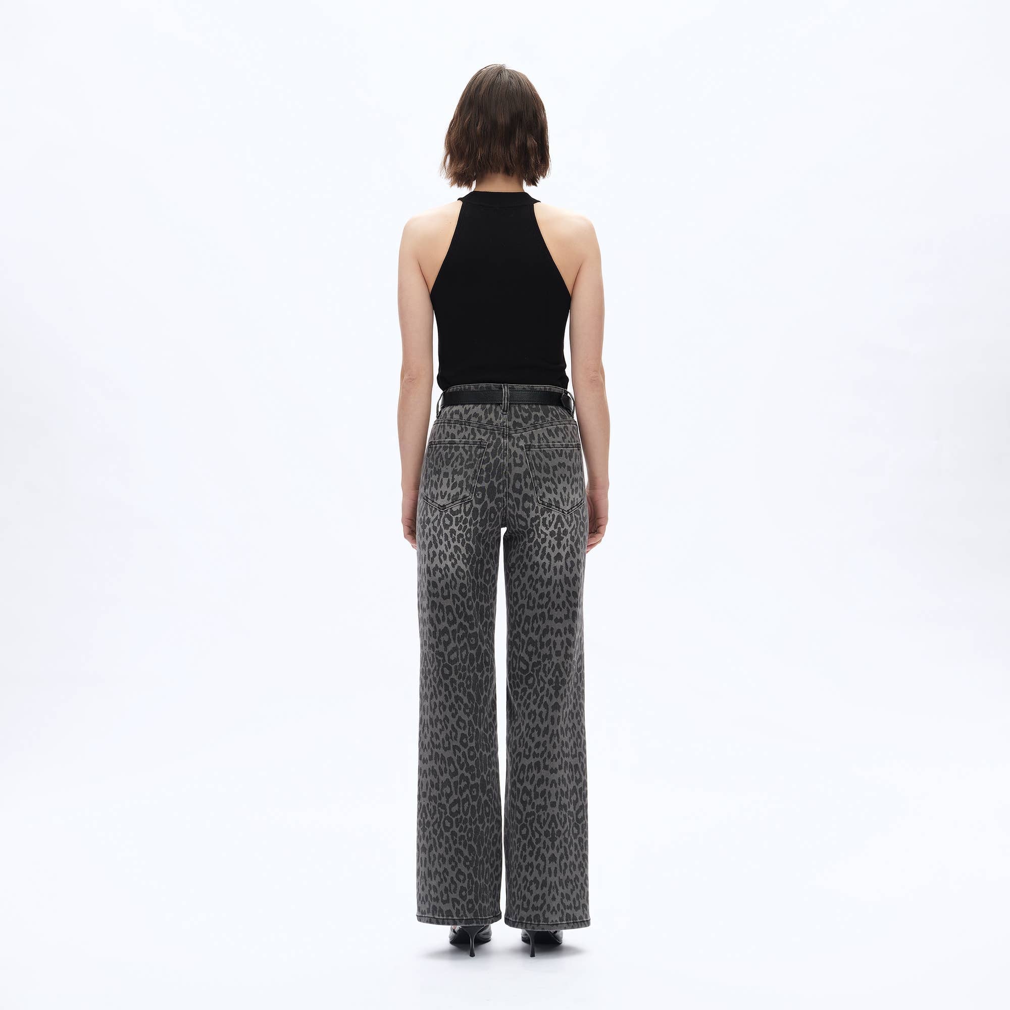 High Rise Leopard Print Wide Leg Pant (Finished Hem)