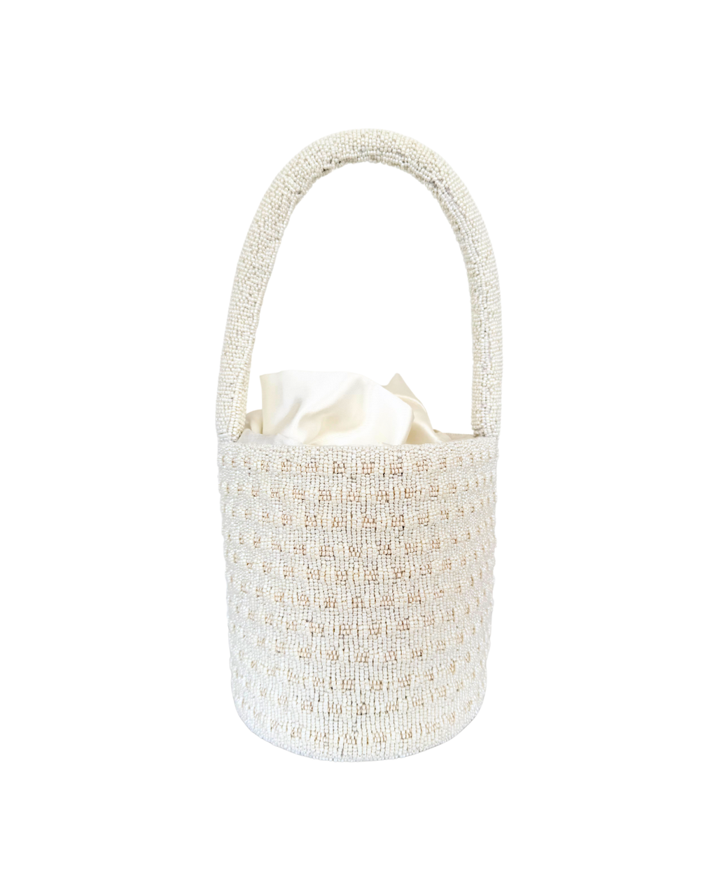 The Saint Tropez - Beaded Bucket Bag in Classic Ivory