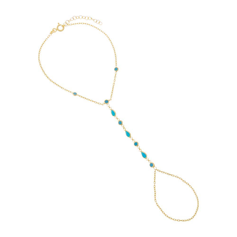 Colored CZ Multishape Bezel Hand Chain