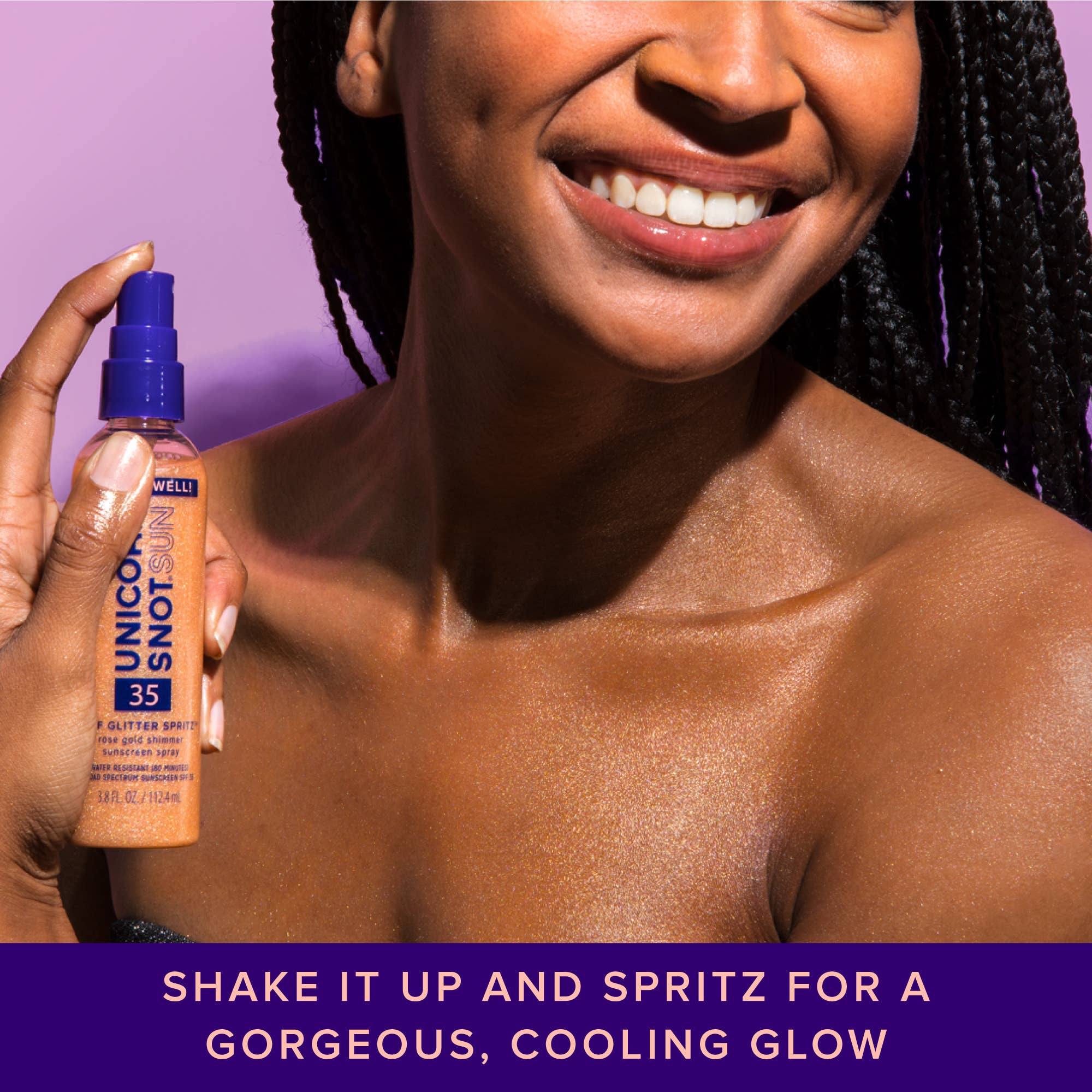 Glitter Sunscreen SPF 35 | Rose Gold Spray | Glow Spray
