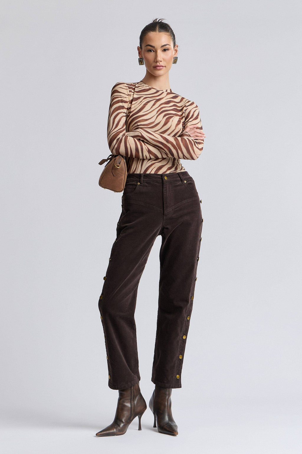 Zebra Stretch Mesh Thumbhole Top