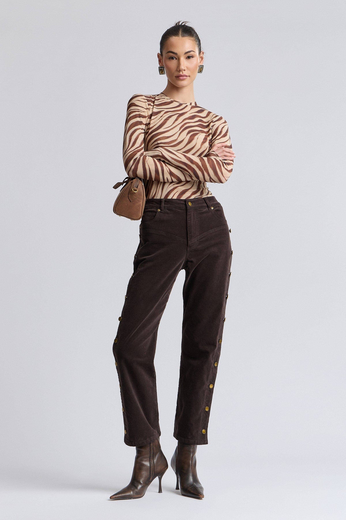 Zebra Stretch Mesh Thumbhole Top