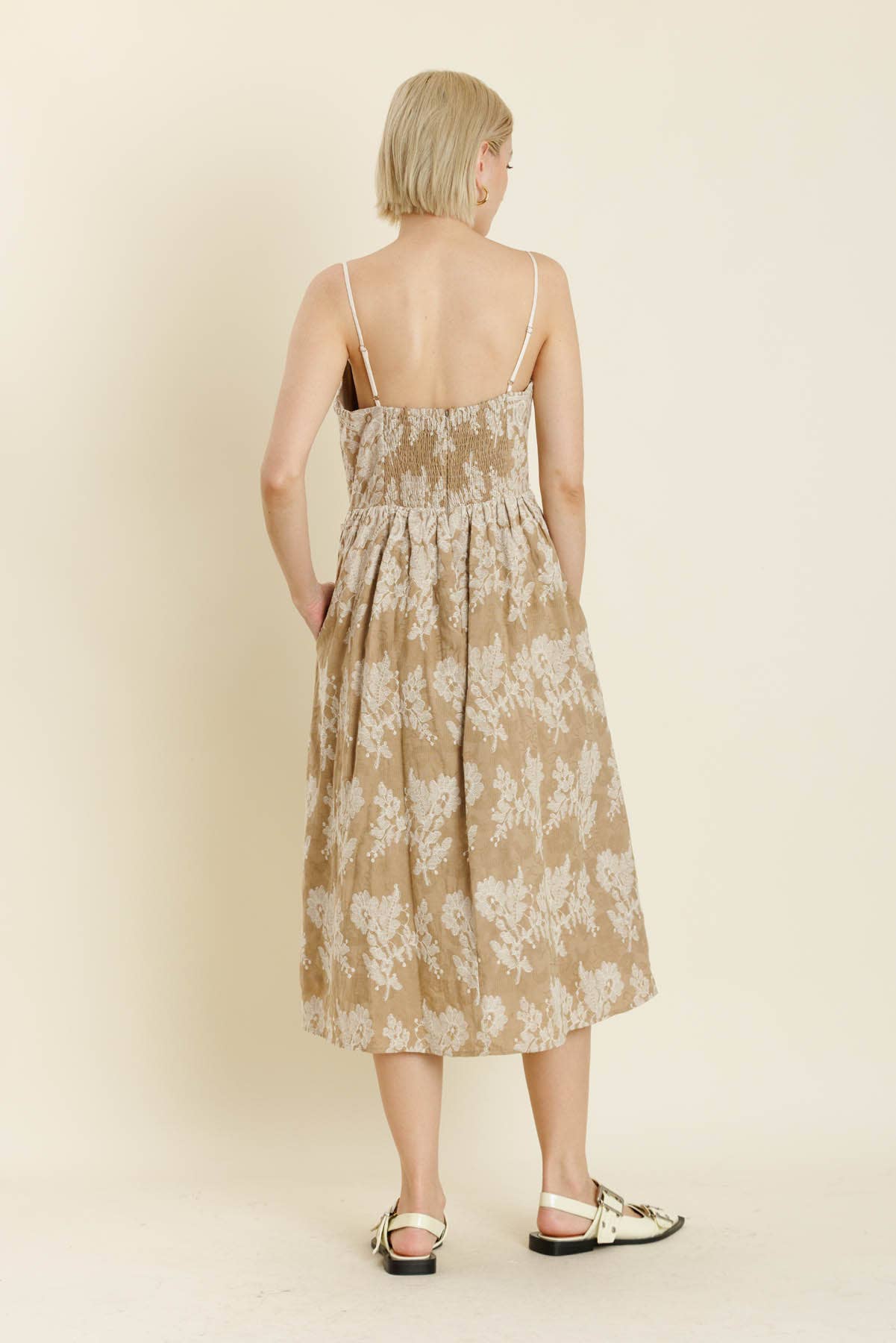 EMBROIDERED MIDI DRESS W/ TIES