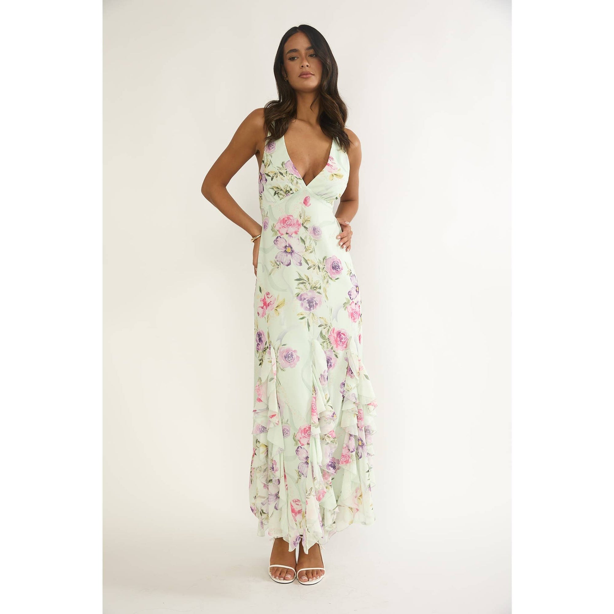 FLORAL BODICE MAXI DRESS