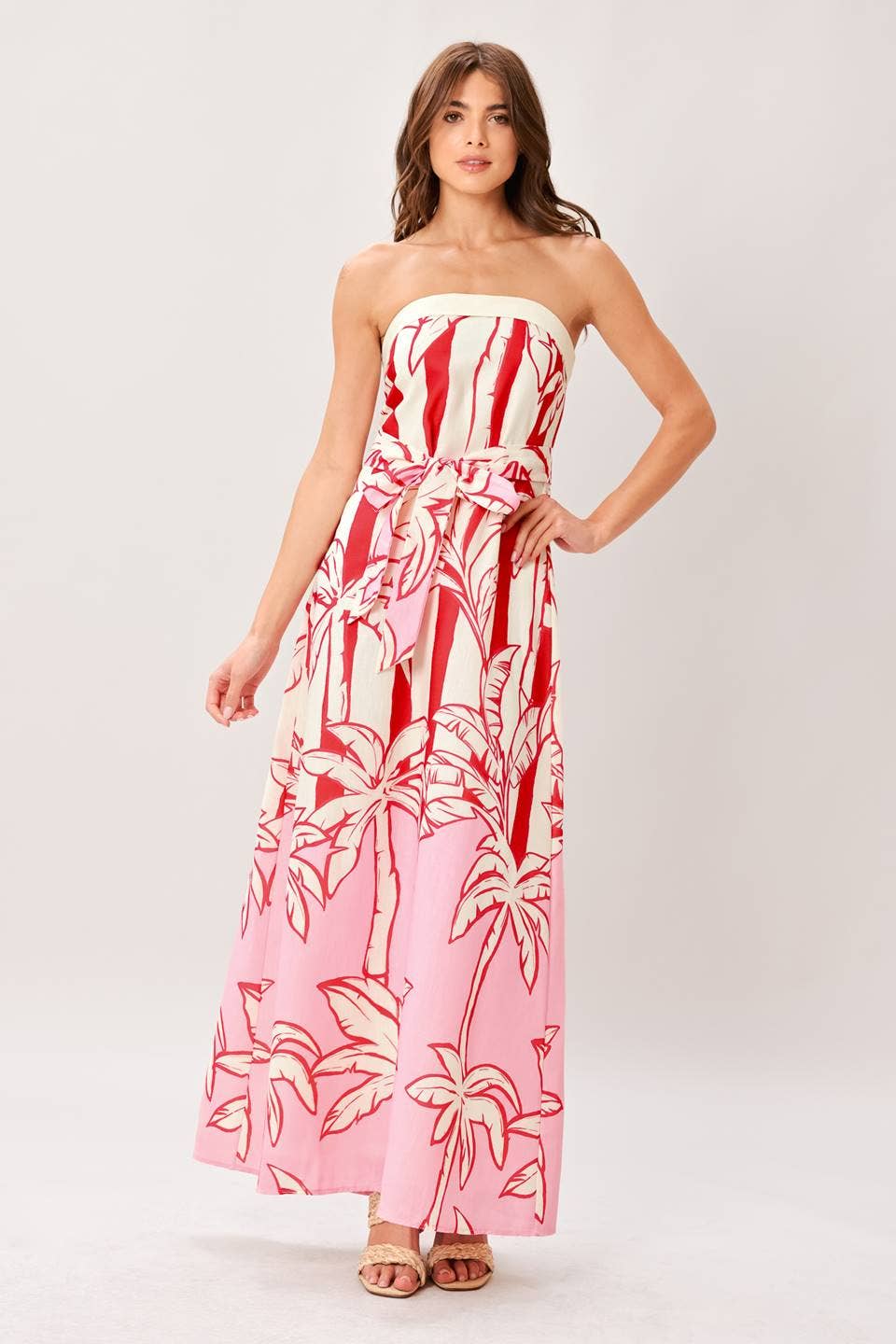 Pink Palms Maxi Dress