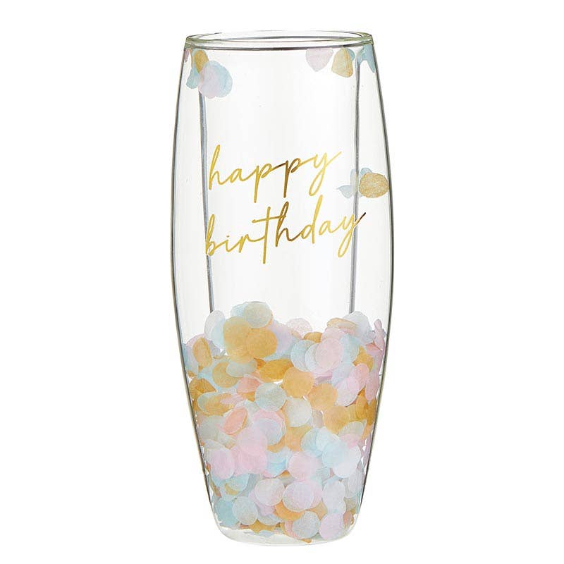Double Wall Stemless Champagne Glass - Happy Birthday