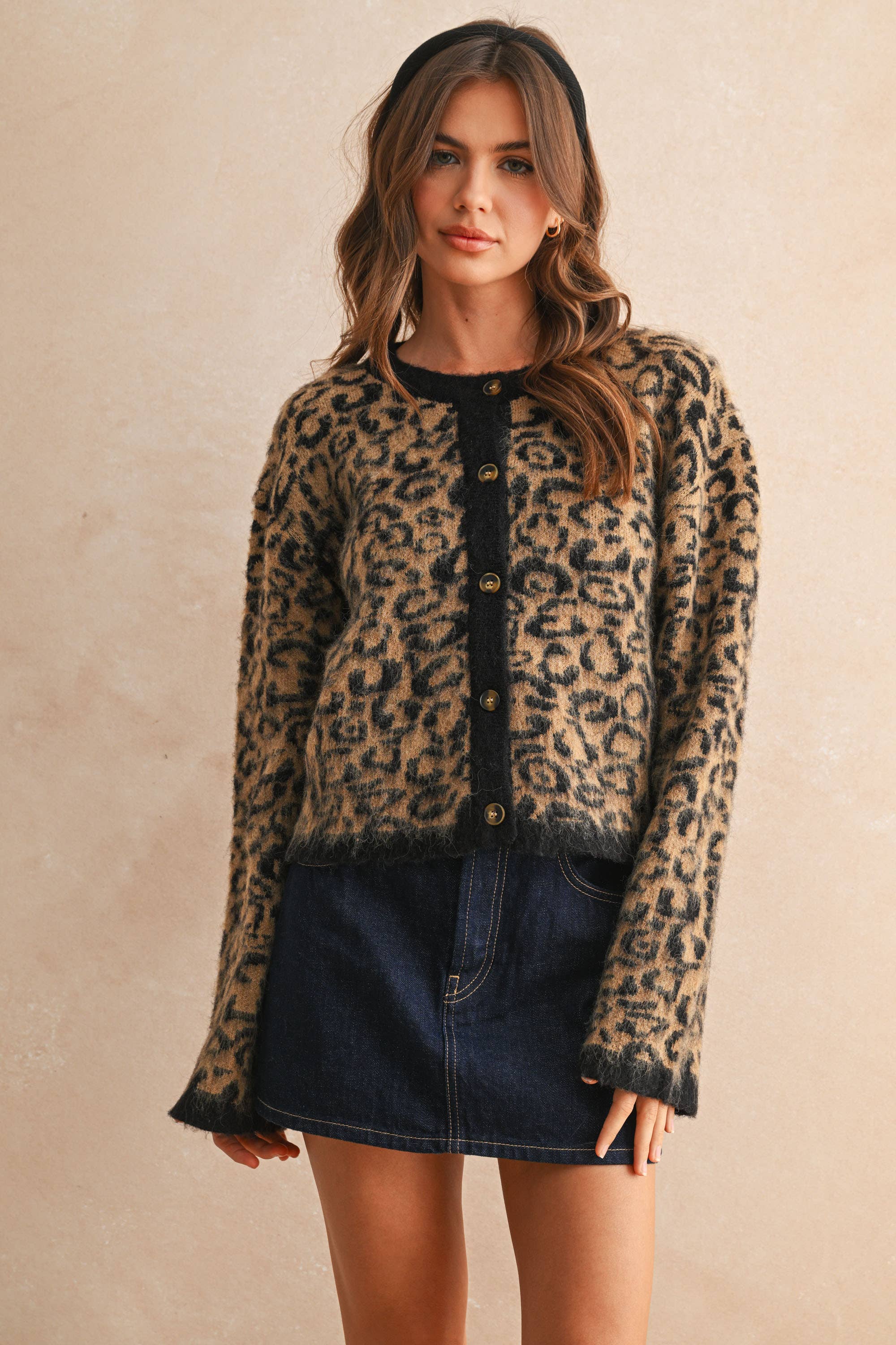 J5115   LEOPARD PRINT SWEATER CARDIGAN
