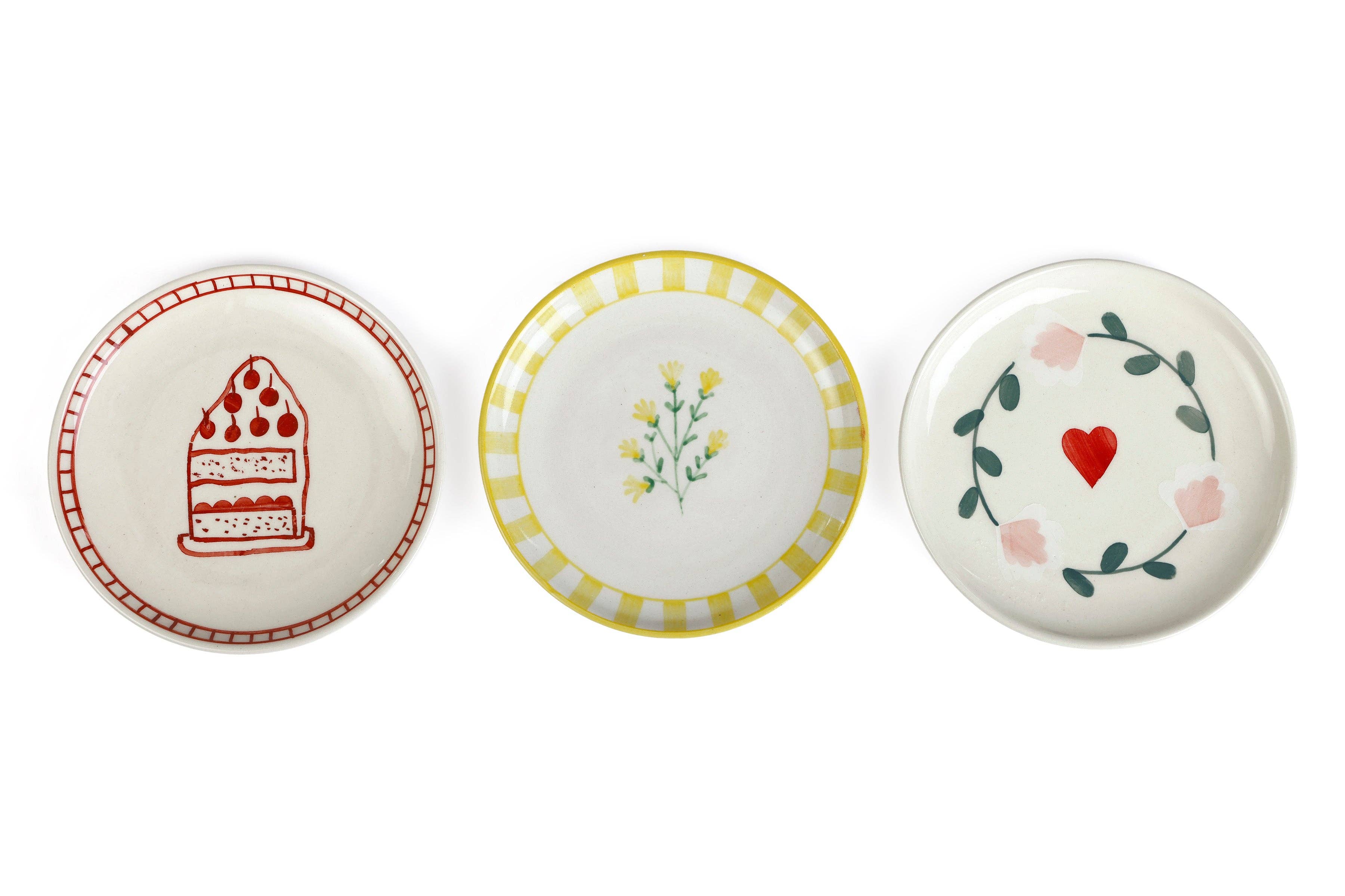 Ceramic Celebration Dessert Plate - Red, 7 Inches