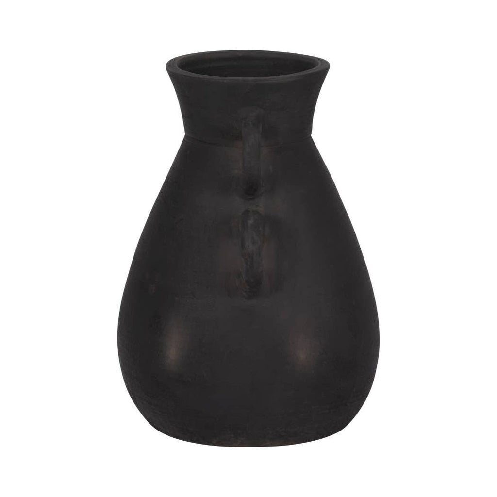 Ceramic Tall Flower Vase with 4 Handles - Black, 13 in.