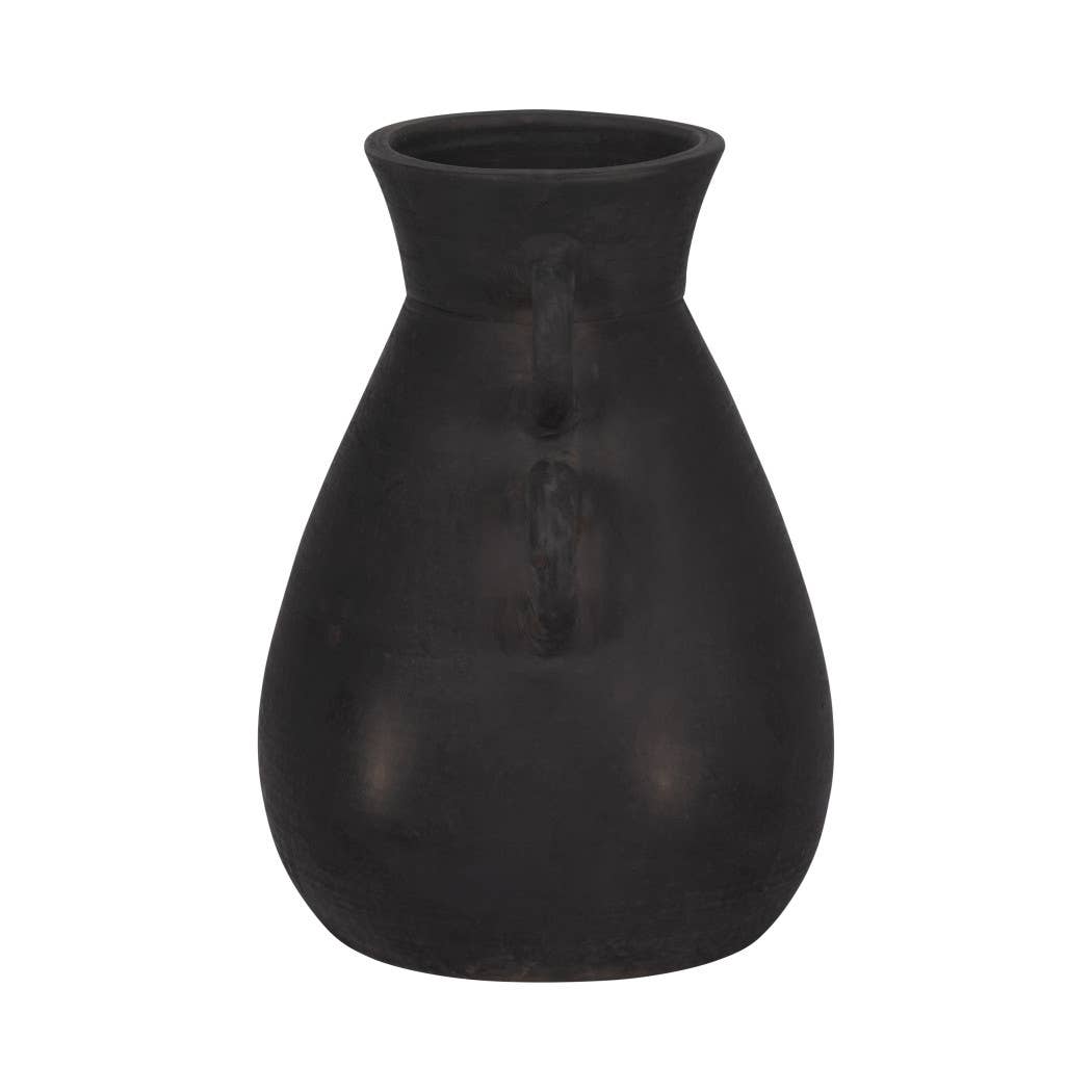 Ceramic Tall Flower Vase with 4 Handles - Black, 13 in.