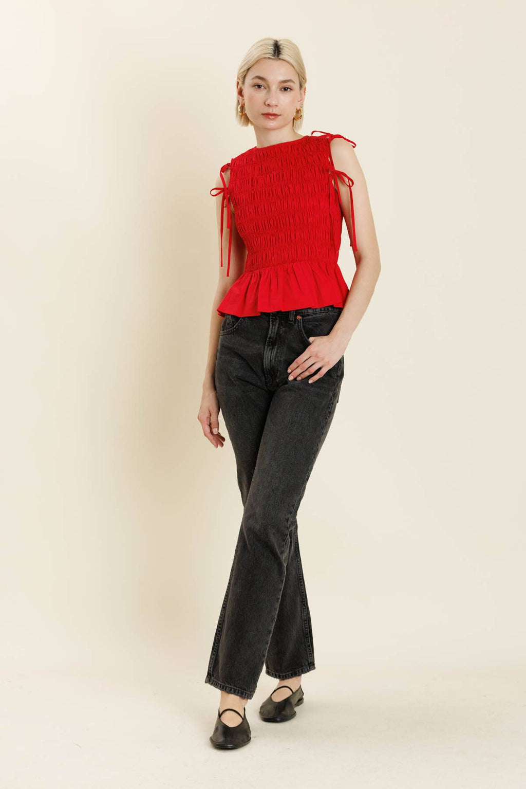 DETACHABLE SLV PEPLUM TOP