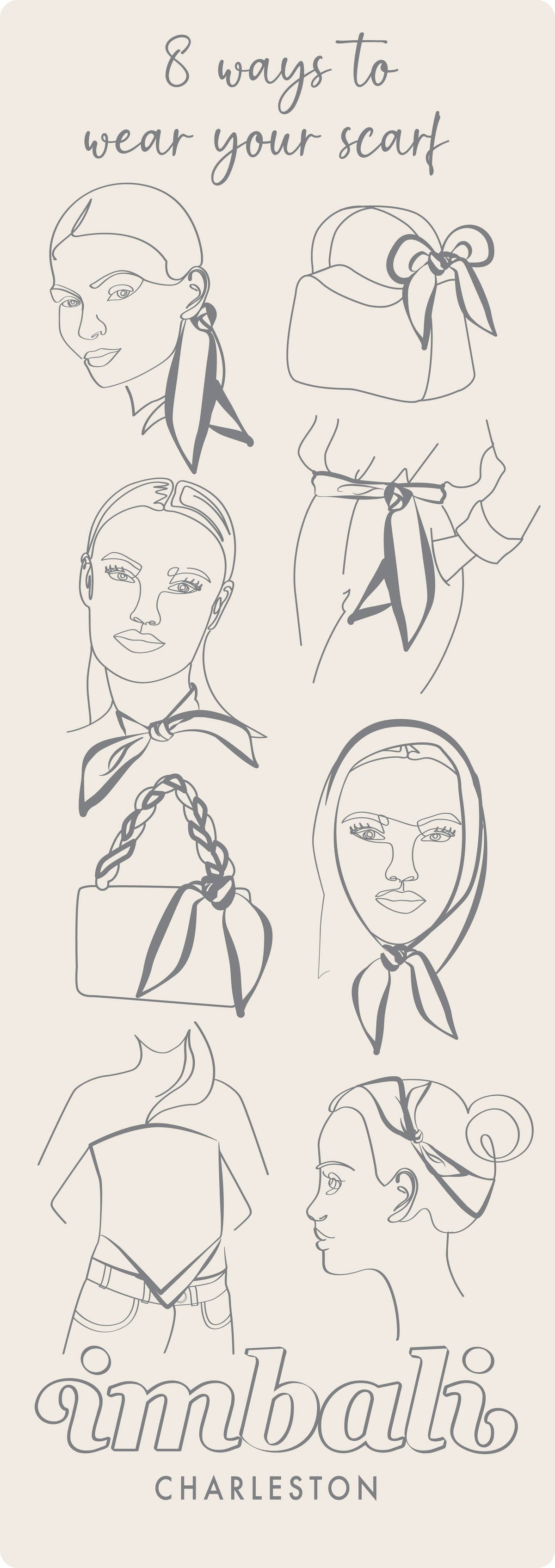 I Love Charleston Scarf 25x25" - Charleston Icons Print | Imbali Charleston