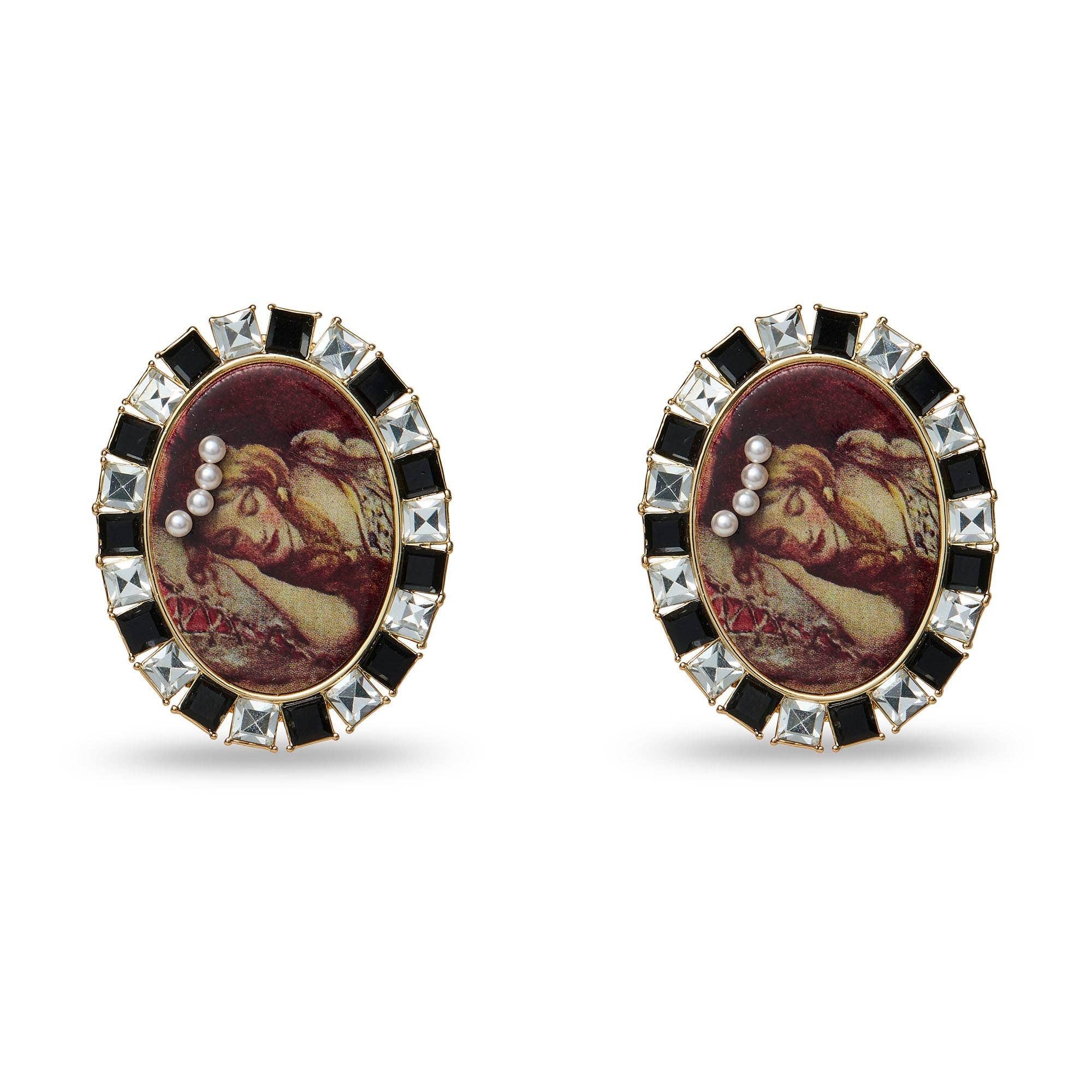 SLEEPING BEAUTY CAMEO EARRINGS