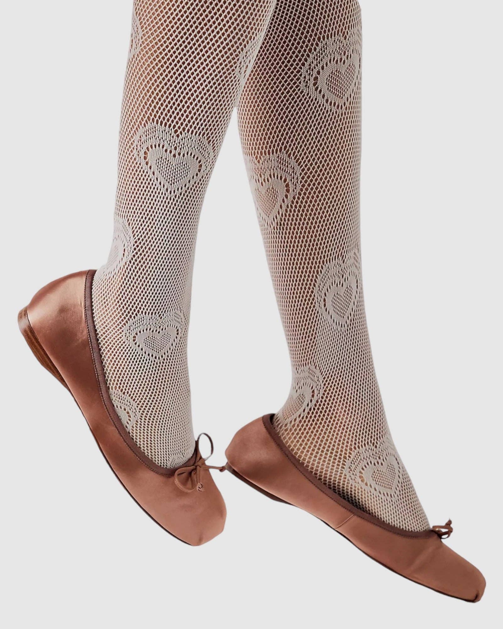 Heart Knit Tights - White