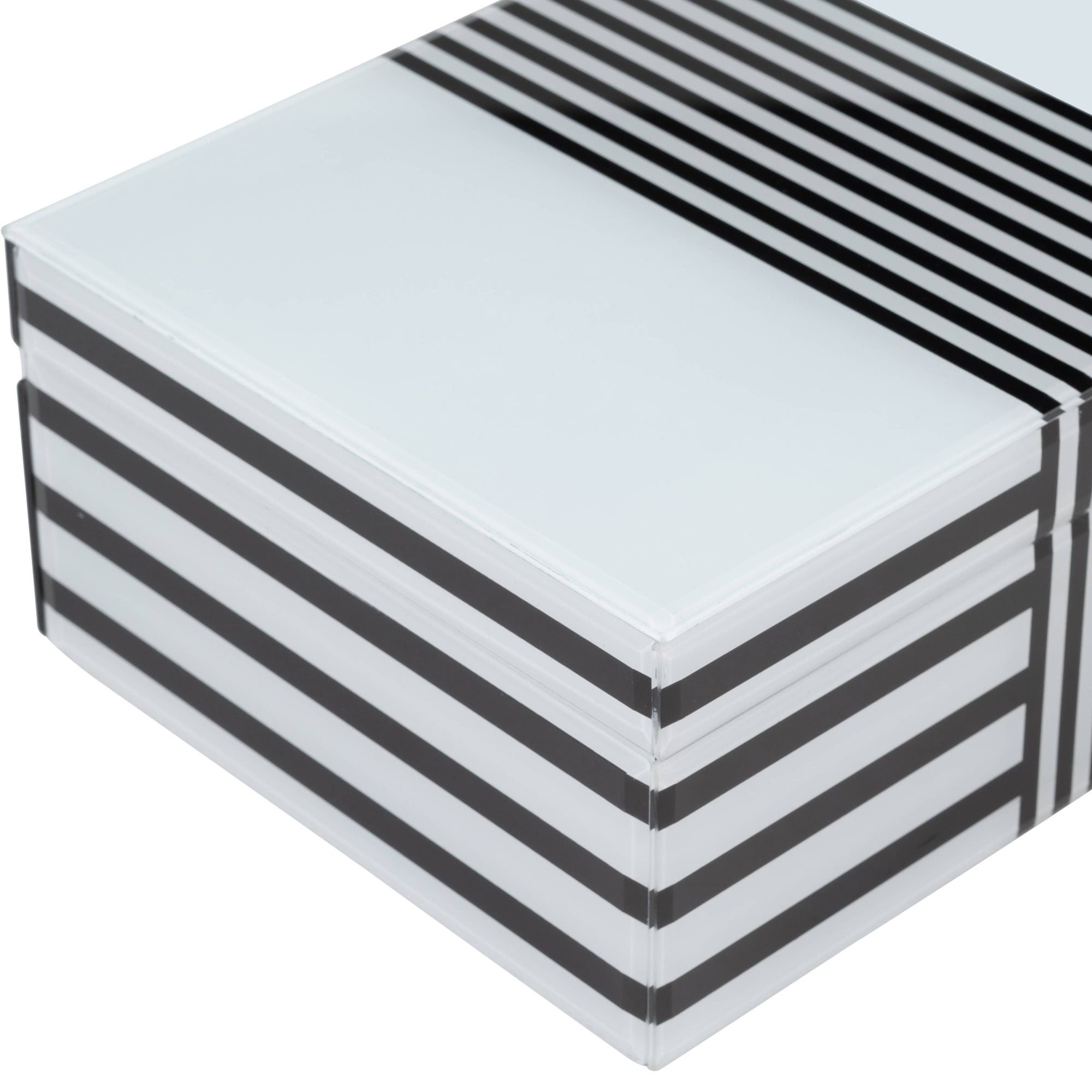 Wood Striped Storage Boxes Set of 2 - Black, 8/11 in.
