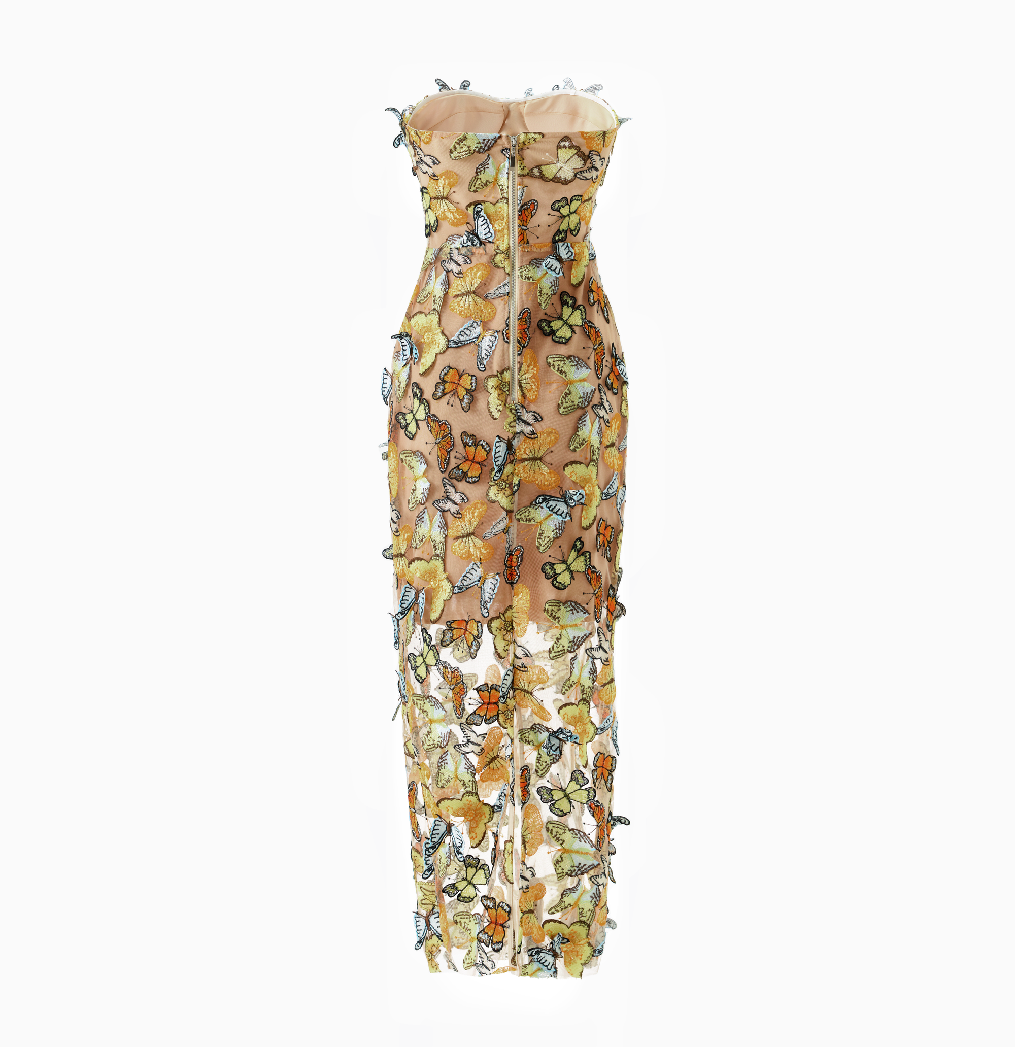 PS12 3D Butterfly Embroidered Strapless Maxi Dress