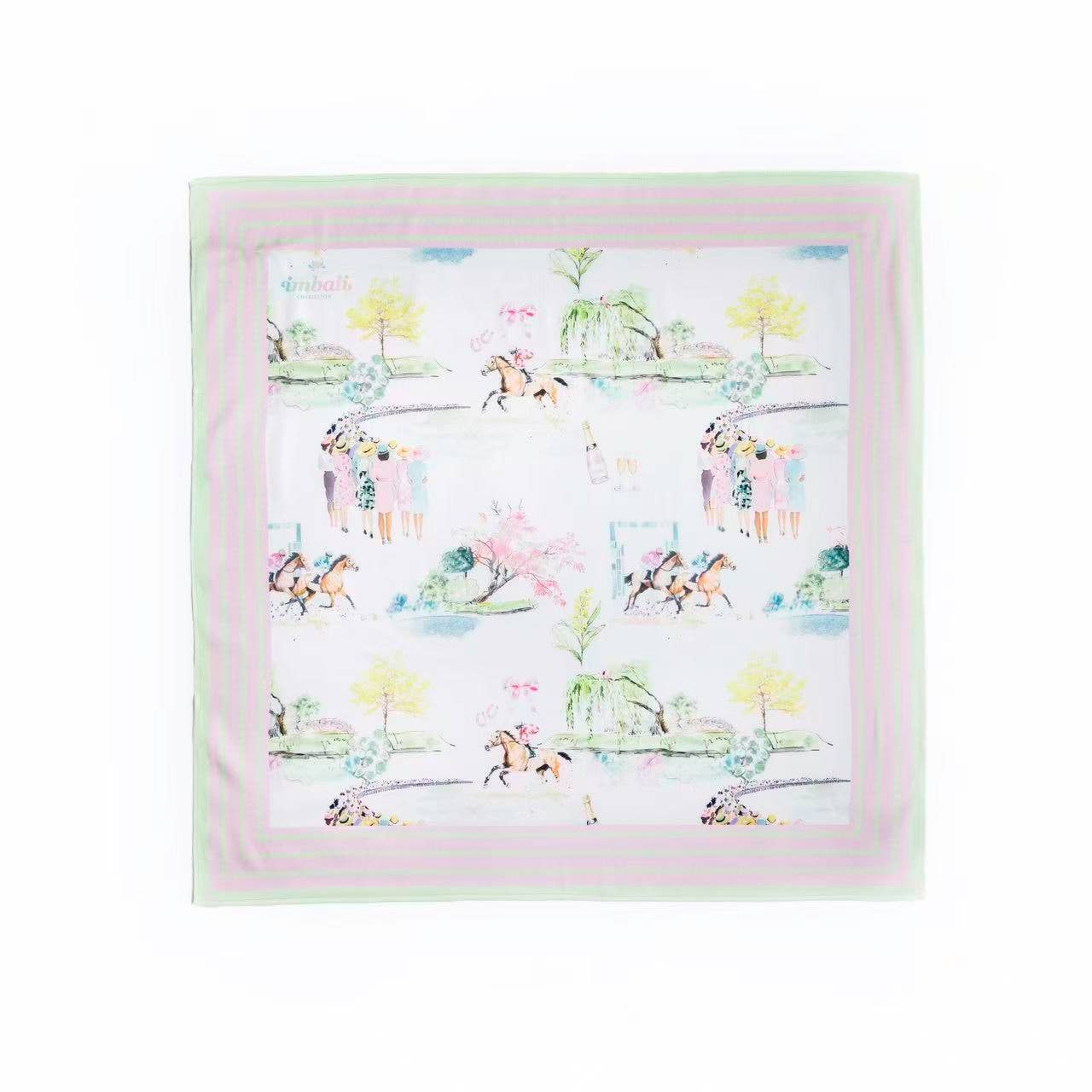 Day at the Races Scarf 25x25" - Ladies Horse Race Theme