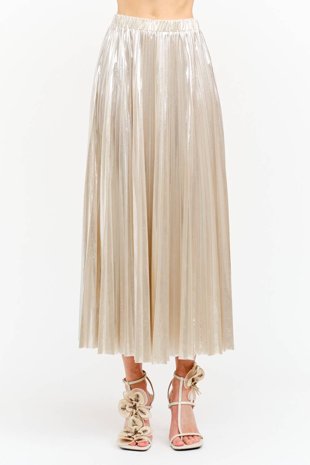 Alessandra Champagne Pleated Skirt