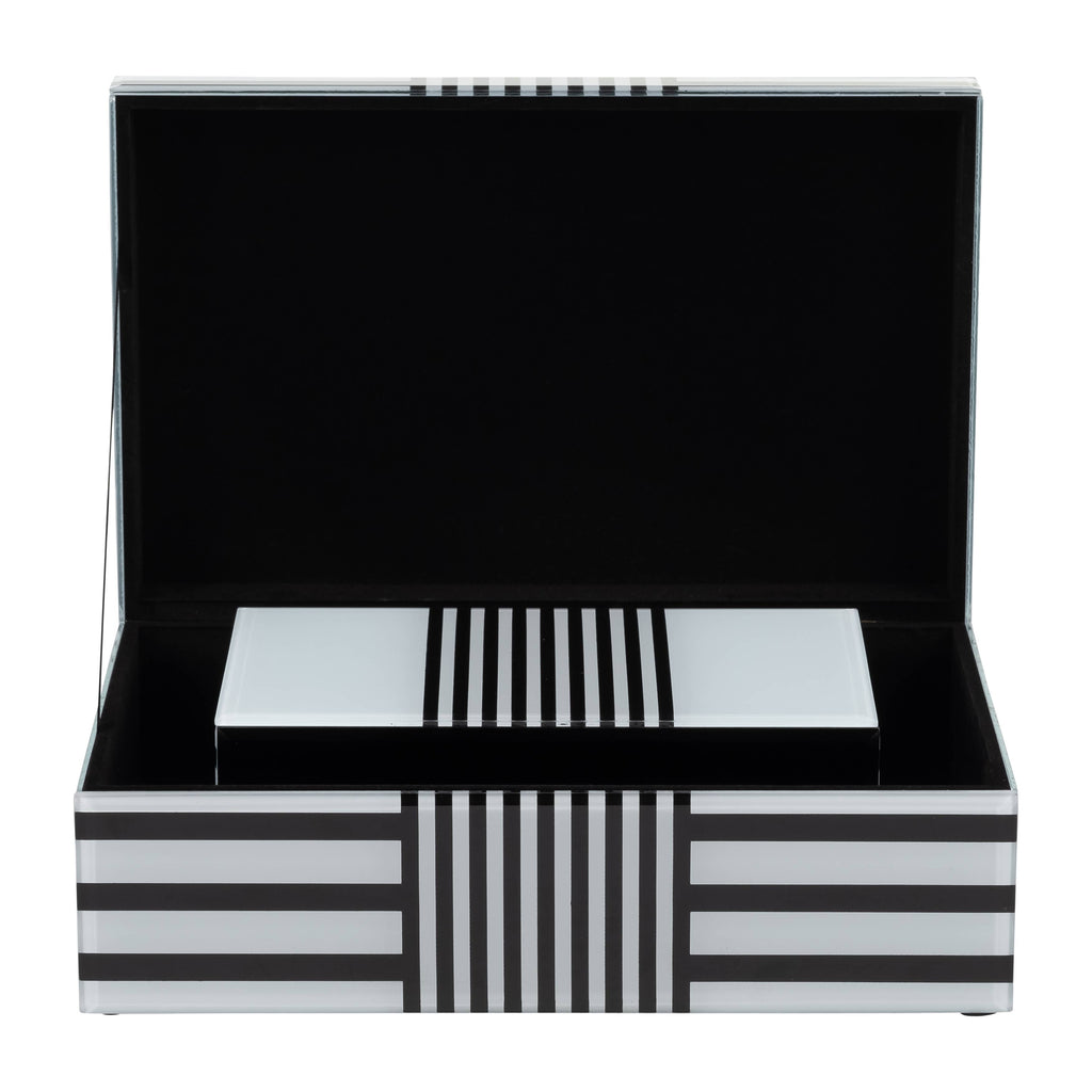 Wood Striped Storage Boxes Set of 2 - Black, 8/11 in.