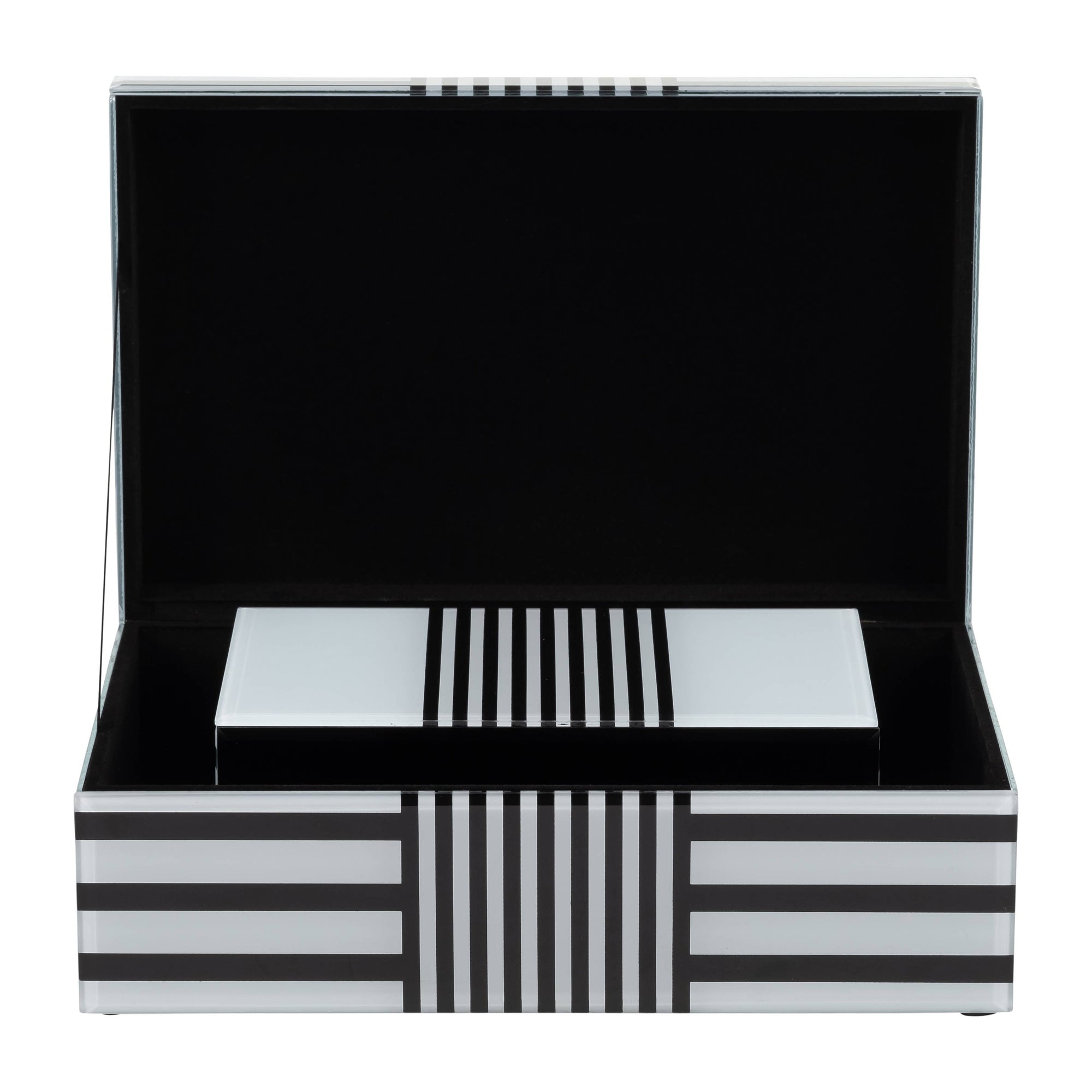 Wood Striped Storage Boxes Set of 2 - Black, 8/11 in.