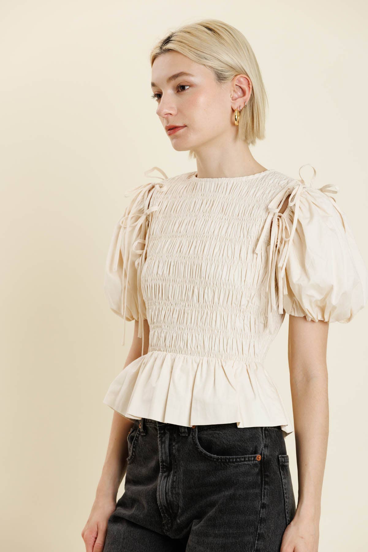 DETACHABLE SLV PEPLUM TOP