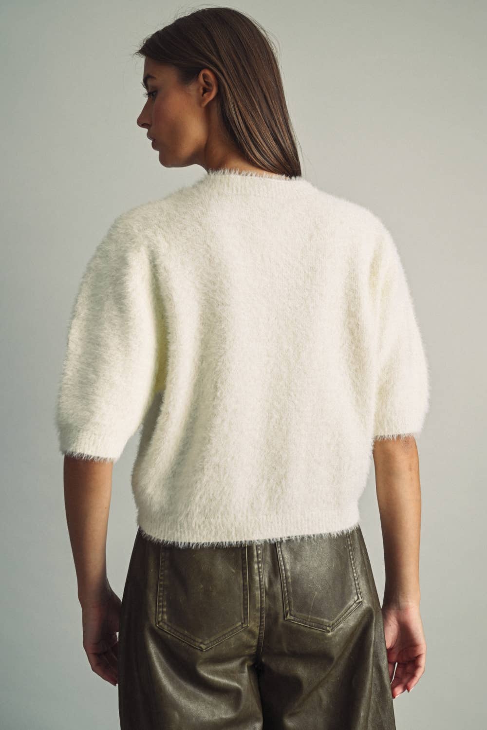 Fluffy Faux-Fur Cropped Sweater