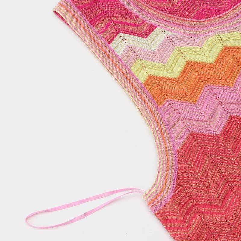 Wave Stripe Sleeveless Knit Mermaid Dress