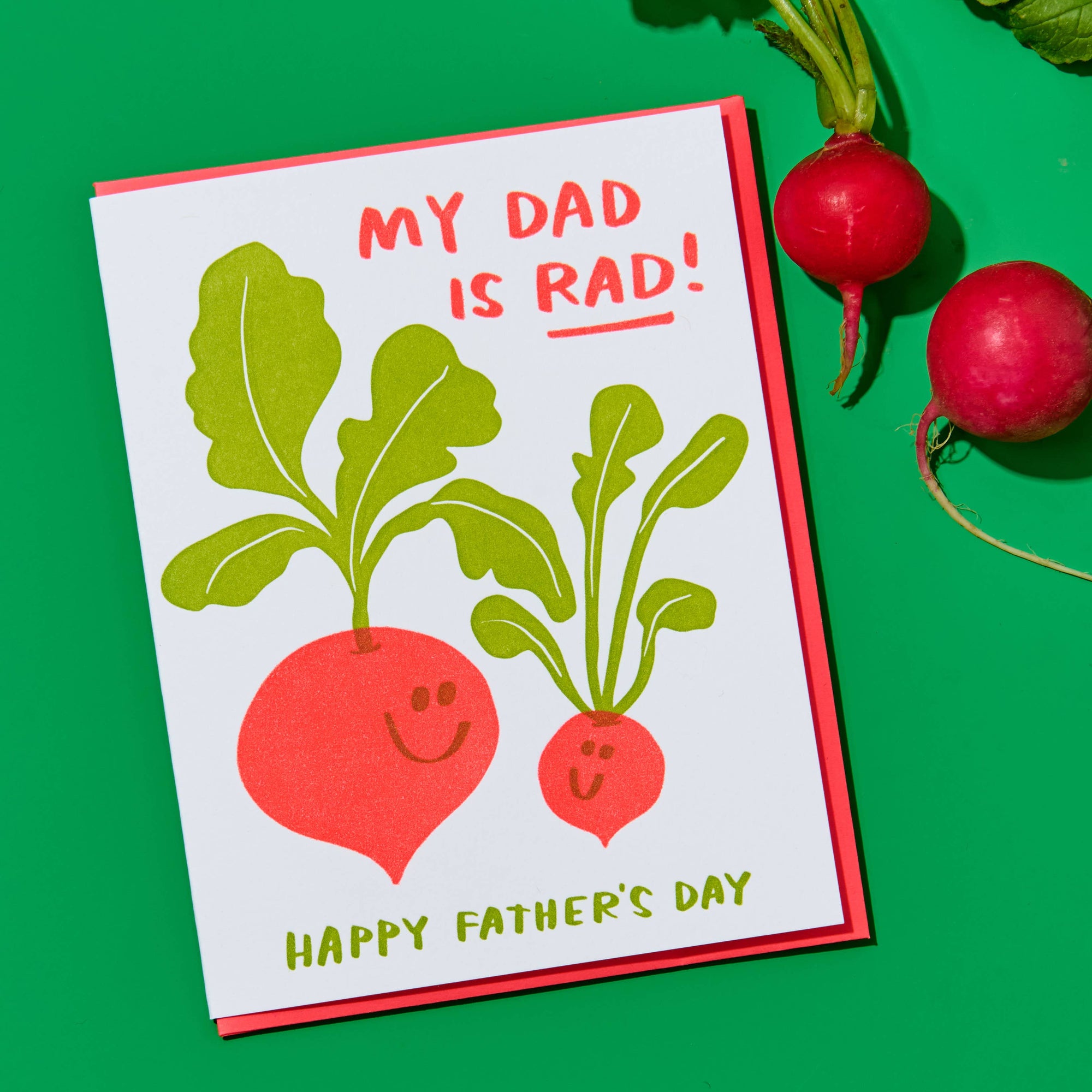 Letterpress Father's Day Card—Dad is Rad (Radish, From Kid)