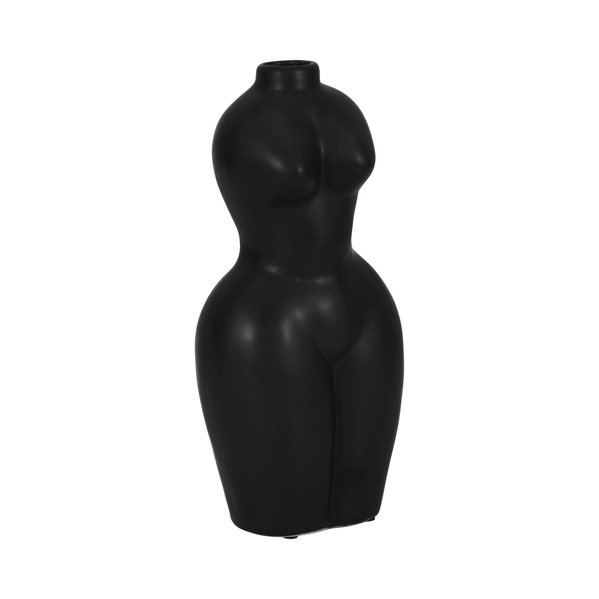 Ceramic Modern Woman Body Form Vase - Black, 12 in.