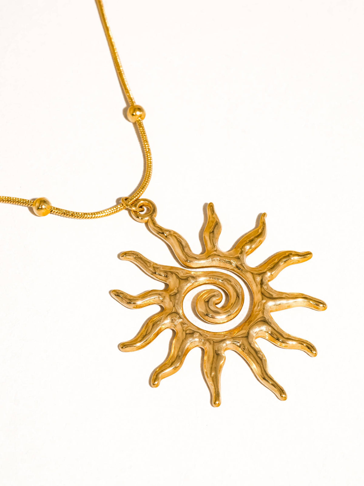 18K Gold Non-Tarnish Boho Sun Necklace