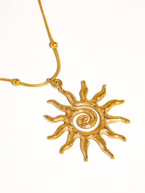 18K Gold Non-Tarnish Boho Sun Necklace